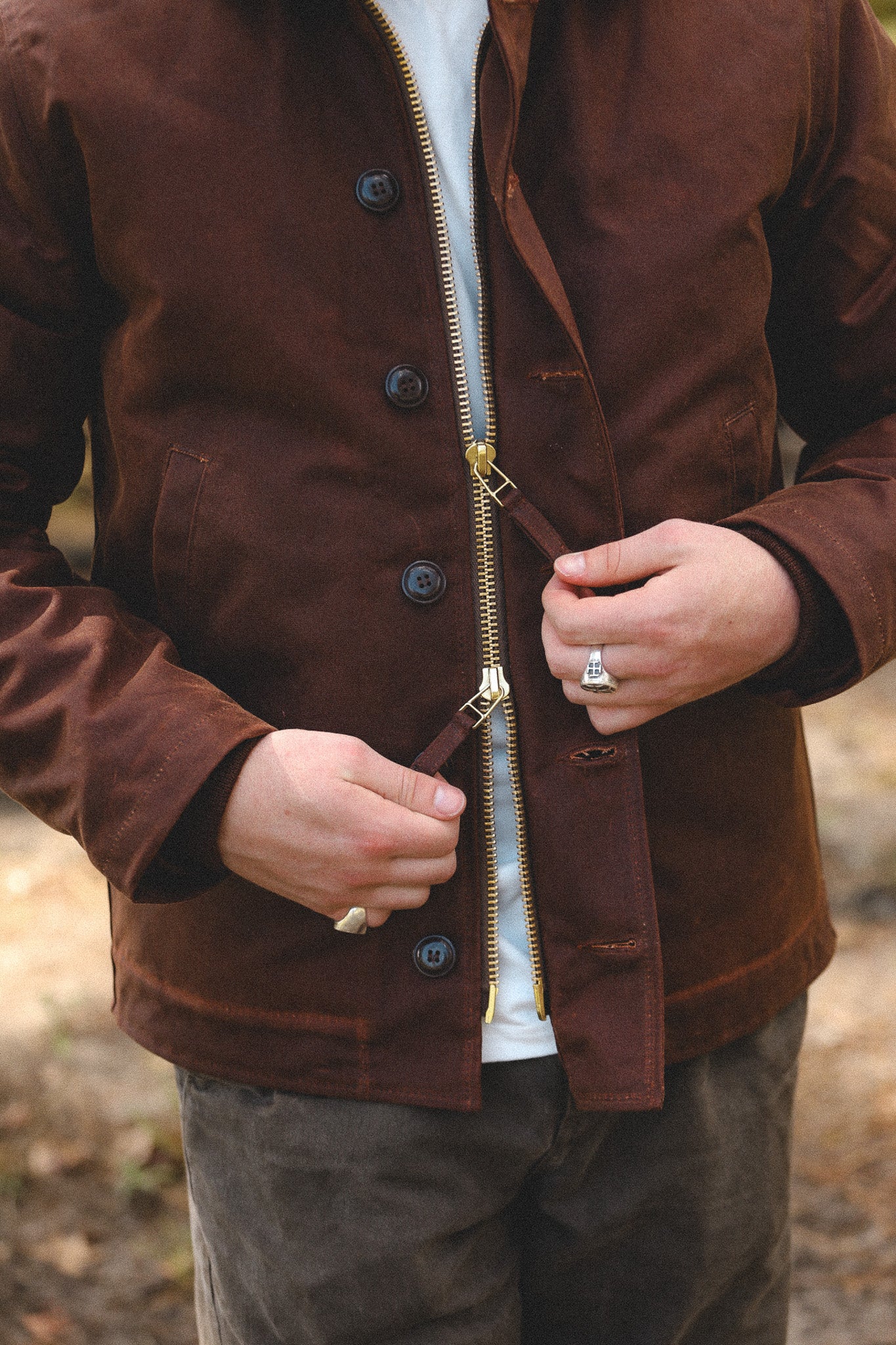 Dehen 1920 N-1 Deck Jacket Waxed Canvas- Fig / Brown