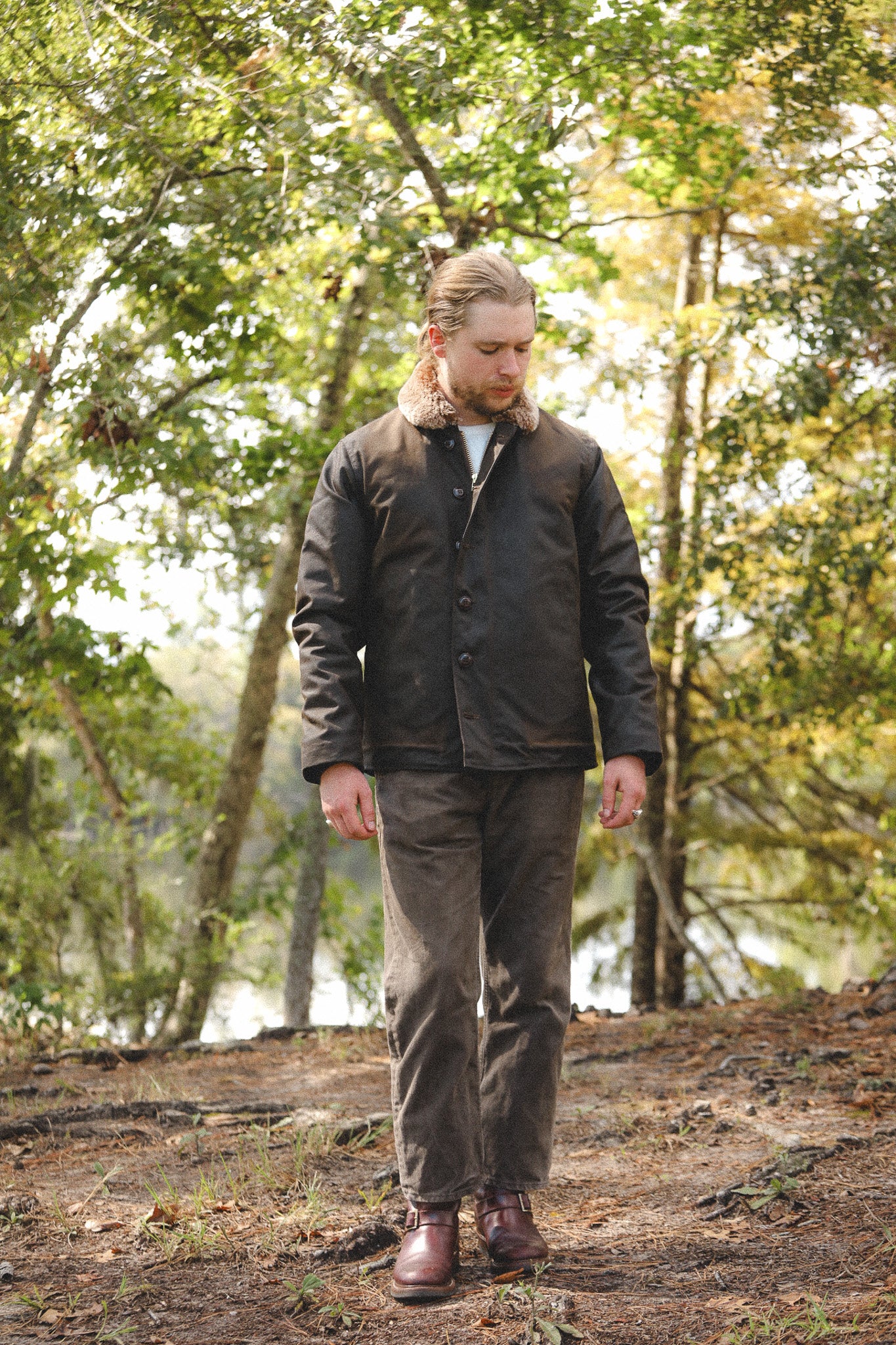 Dehen 1920 N-1 Deck Jacket Waxed Canvas- Fossil Brown/ Kodiak