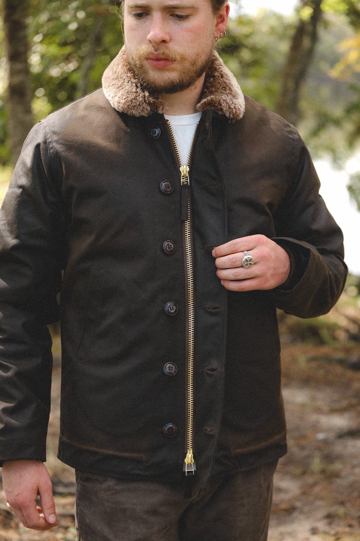 Dehen 1920 N-1 Deck Jacket Waxed Canvas- Fossil Brown/ Kodiak