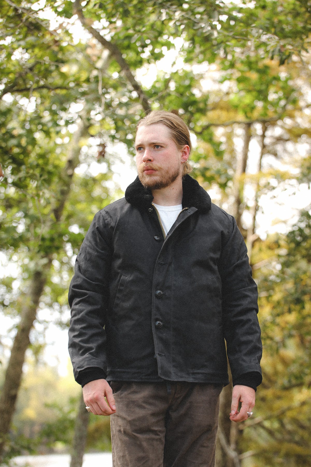 Dehen 1920 N-1 Deck Jacket Waxed Canvas- Black/Black
