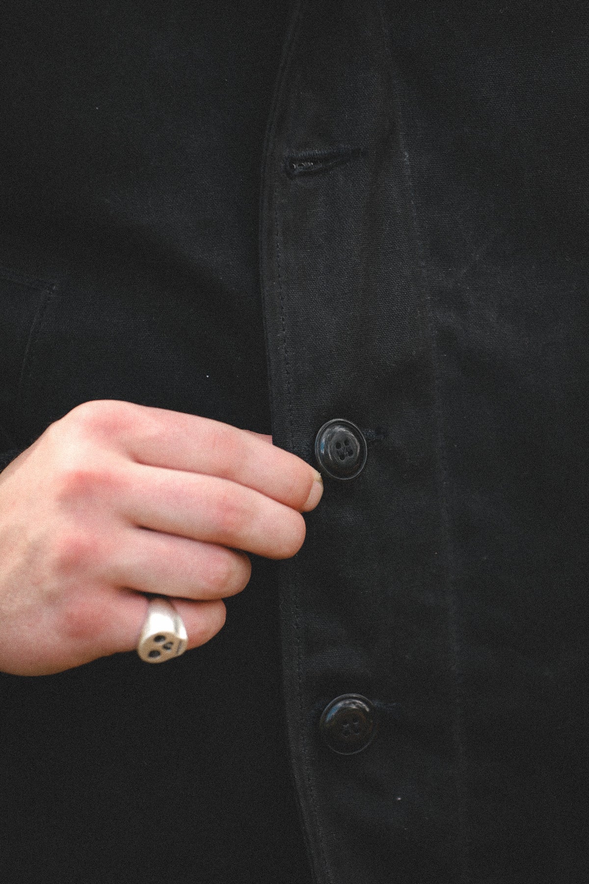 Dehen 1920 N-1 Deck Jacket Waxed Canvas- Black/Black