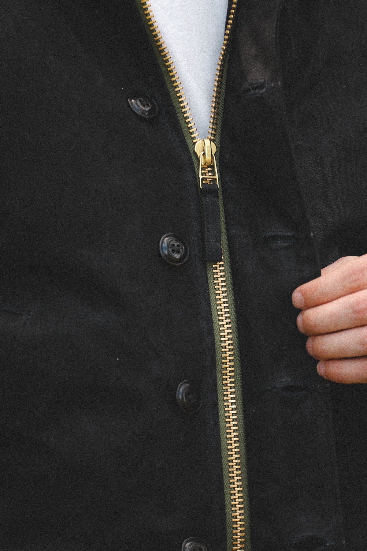 Dehen 1920 N-1 Deck Jacket Waxed Canvas- Black/Black