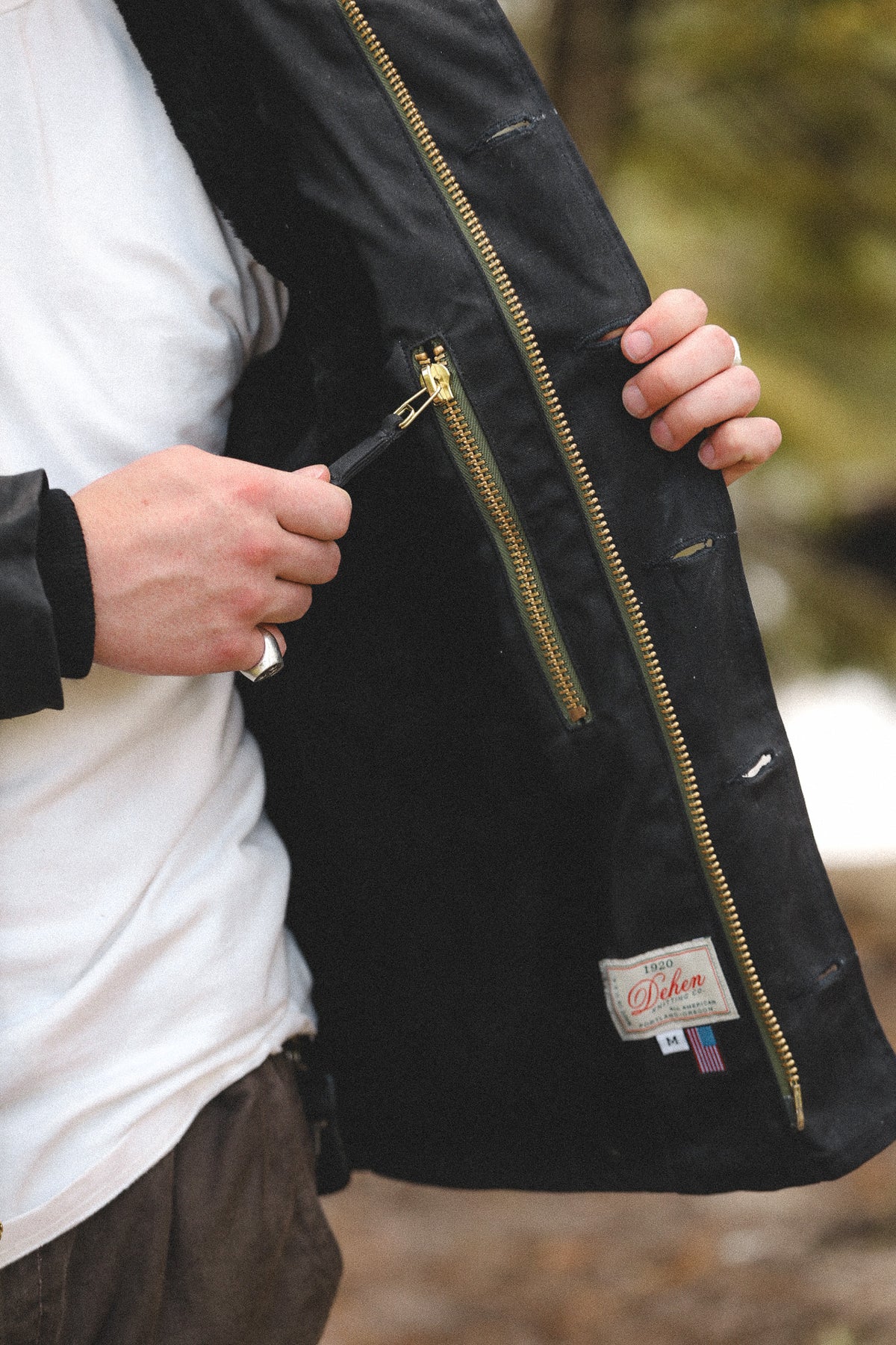 Dehen 1920 N-1 Deck Jacket Waxed Canvas- Black/Black