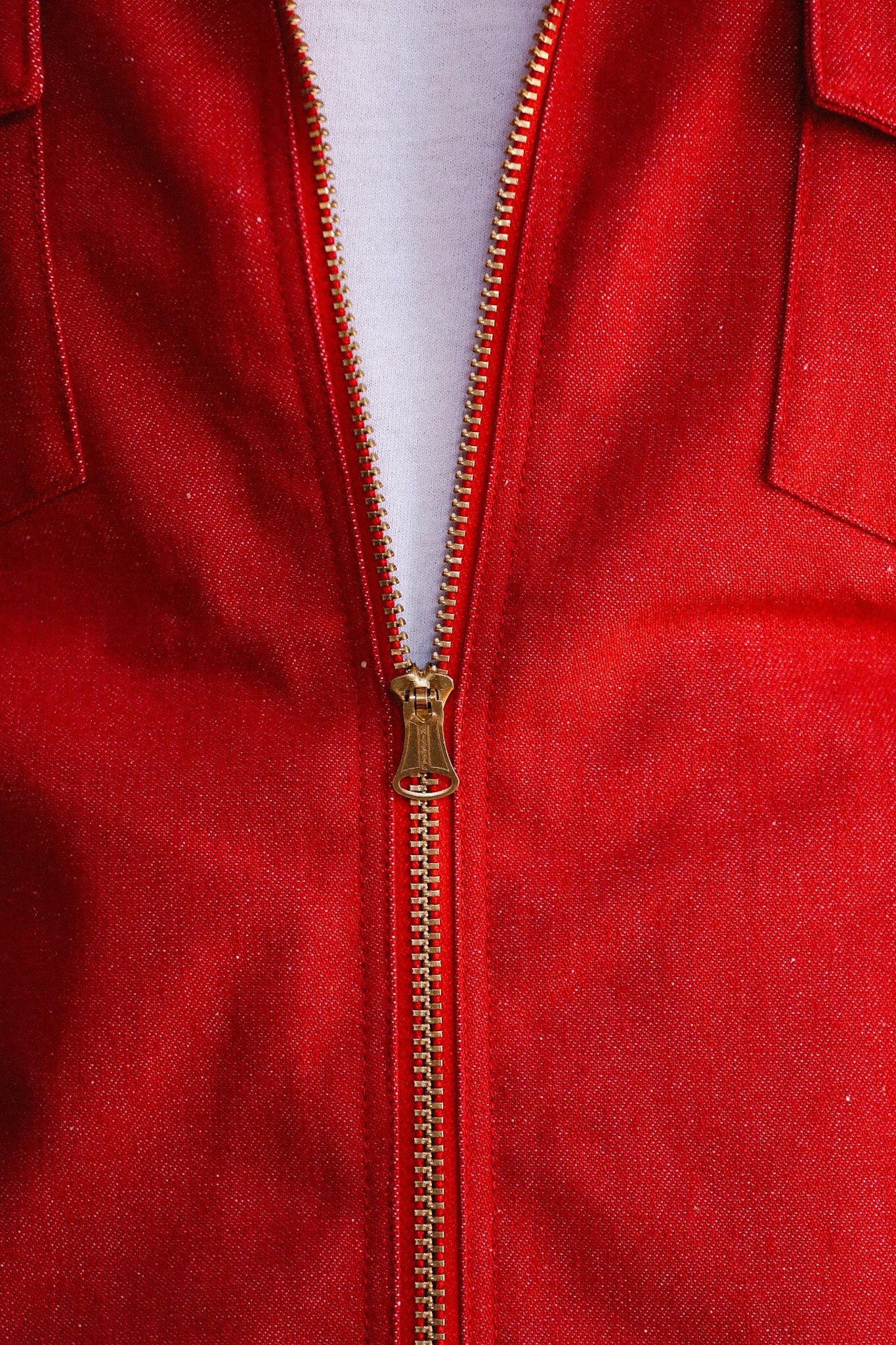 Embroidered Denim Work Jacket- Red (SWCJK25)