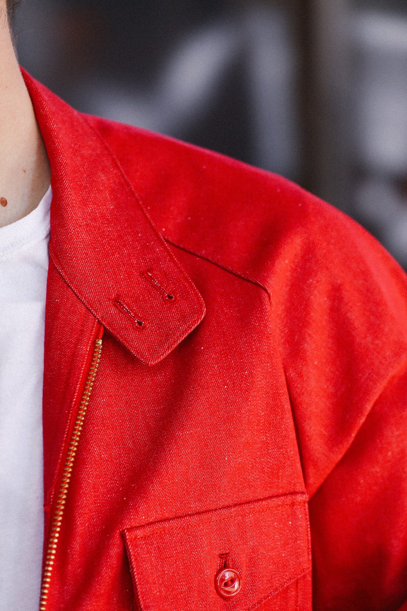 Embroidered Denim Work Jacket- Red (SWCJK25)