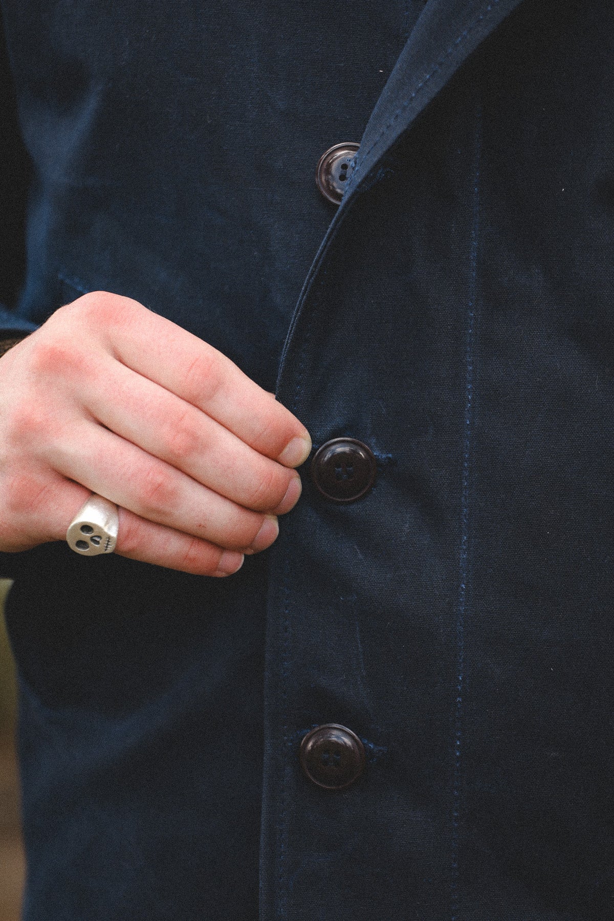 Dehen 1920 N-1 Deck Jacket Waxed Canvas- Navy/Brown