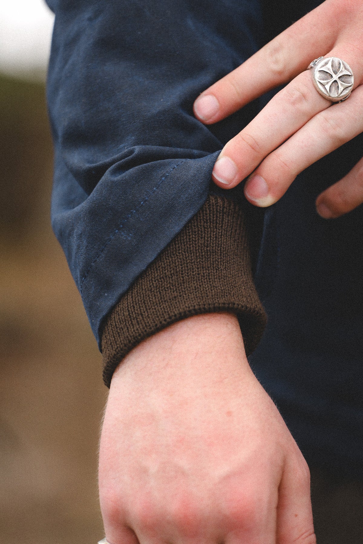 Dehen 1920 N-1 Deck Jacket Waxed Canvas- Navy/Brown