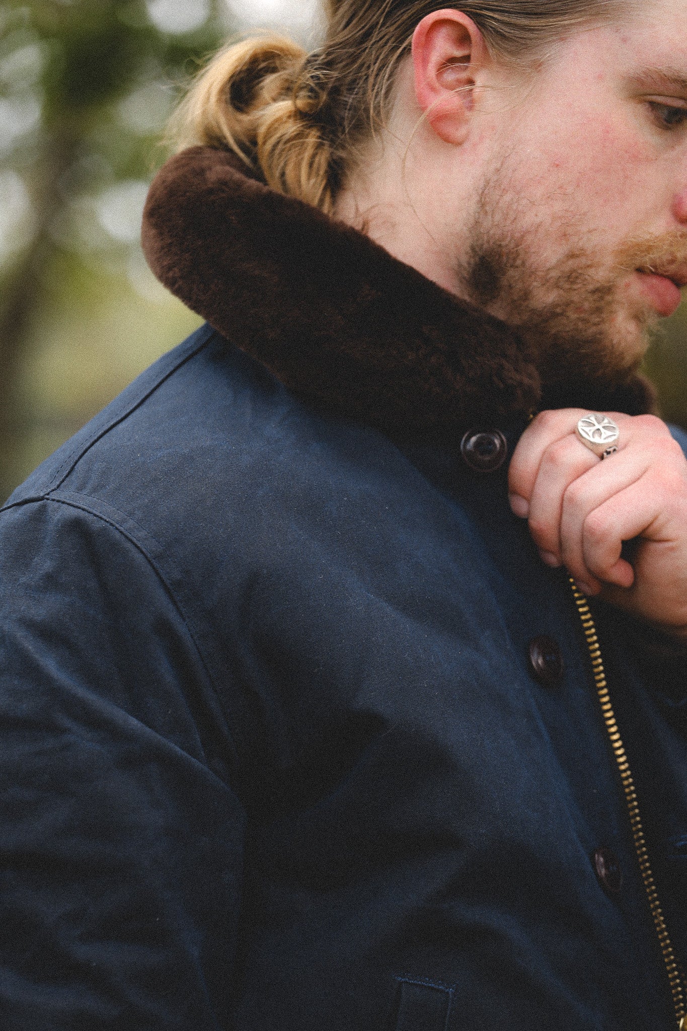 Dehen 1920 N-1 Deck Jacket Waxed Canvas- Navy/Brown
