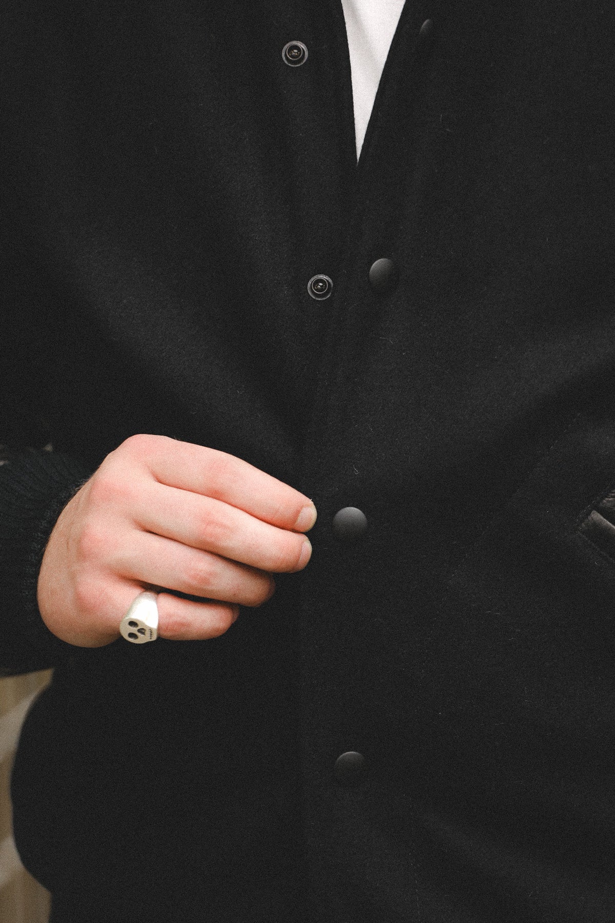 Dehen 1920 Varsity Jacket- Black Wool / Black Leather