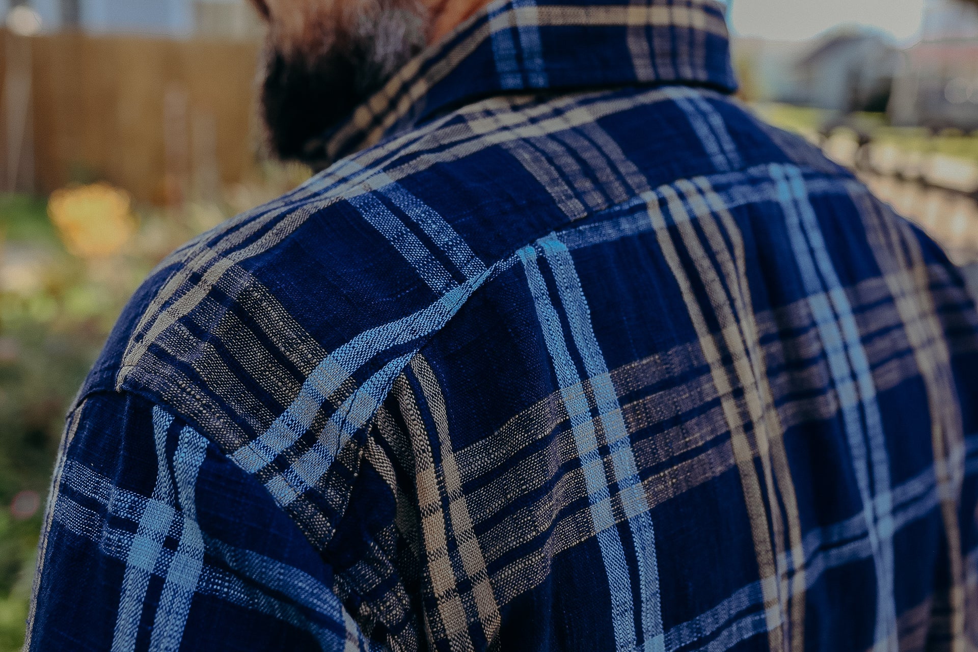 SUGAR CANE FICTION &amp; ROMANCE WORK SHIRT - 6 OZ INDIGO PLAID - INDIGO CHECK (SC29386)