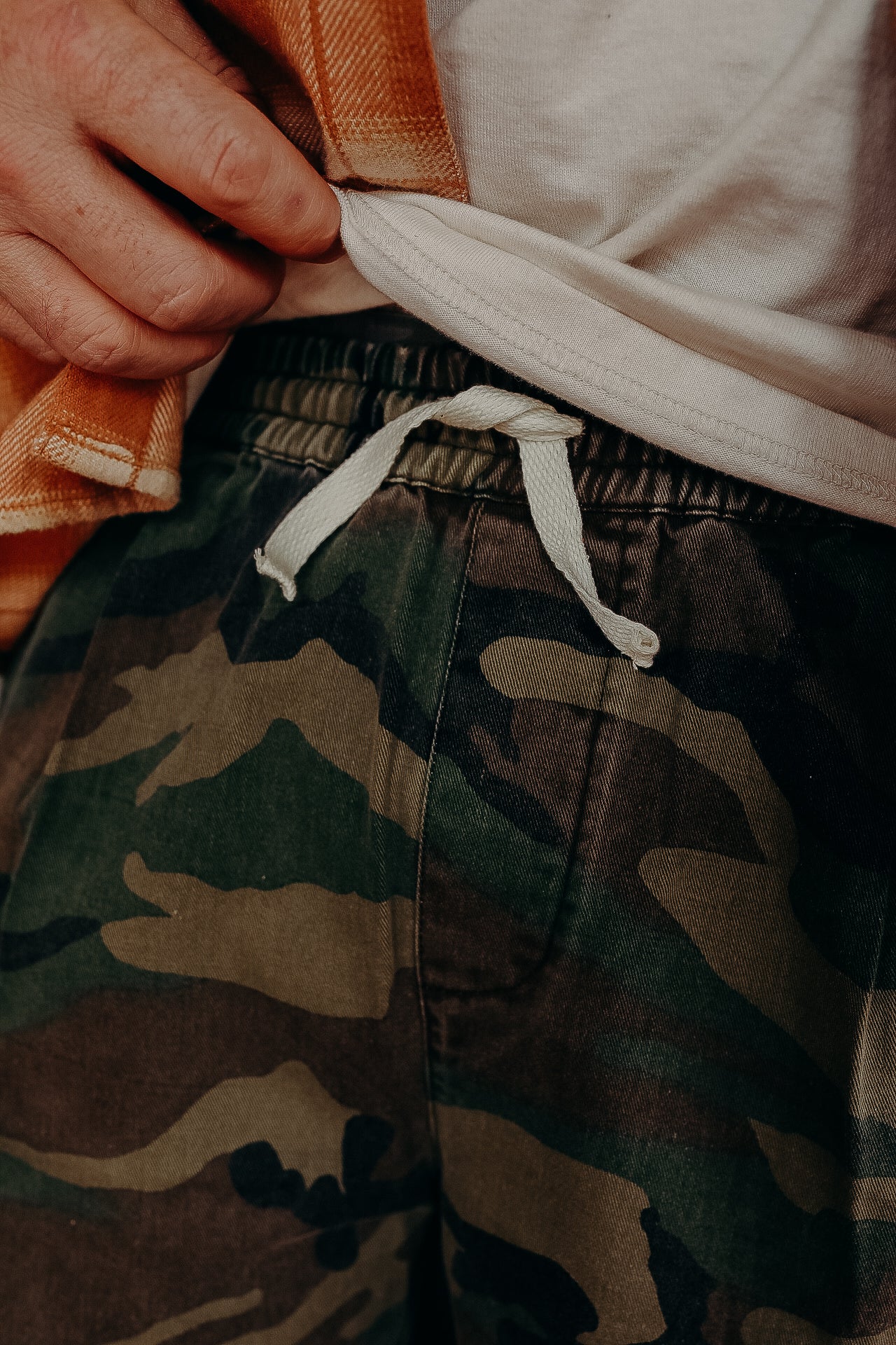 Drawstring Shorts- Camo Twill