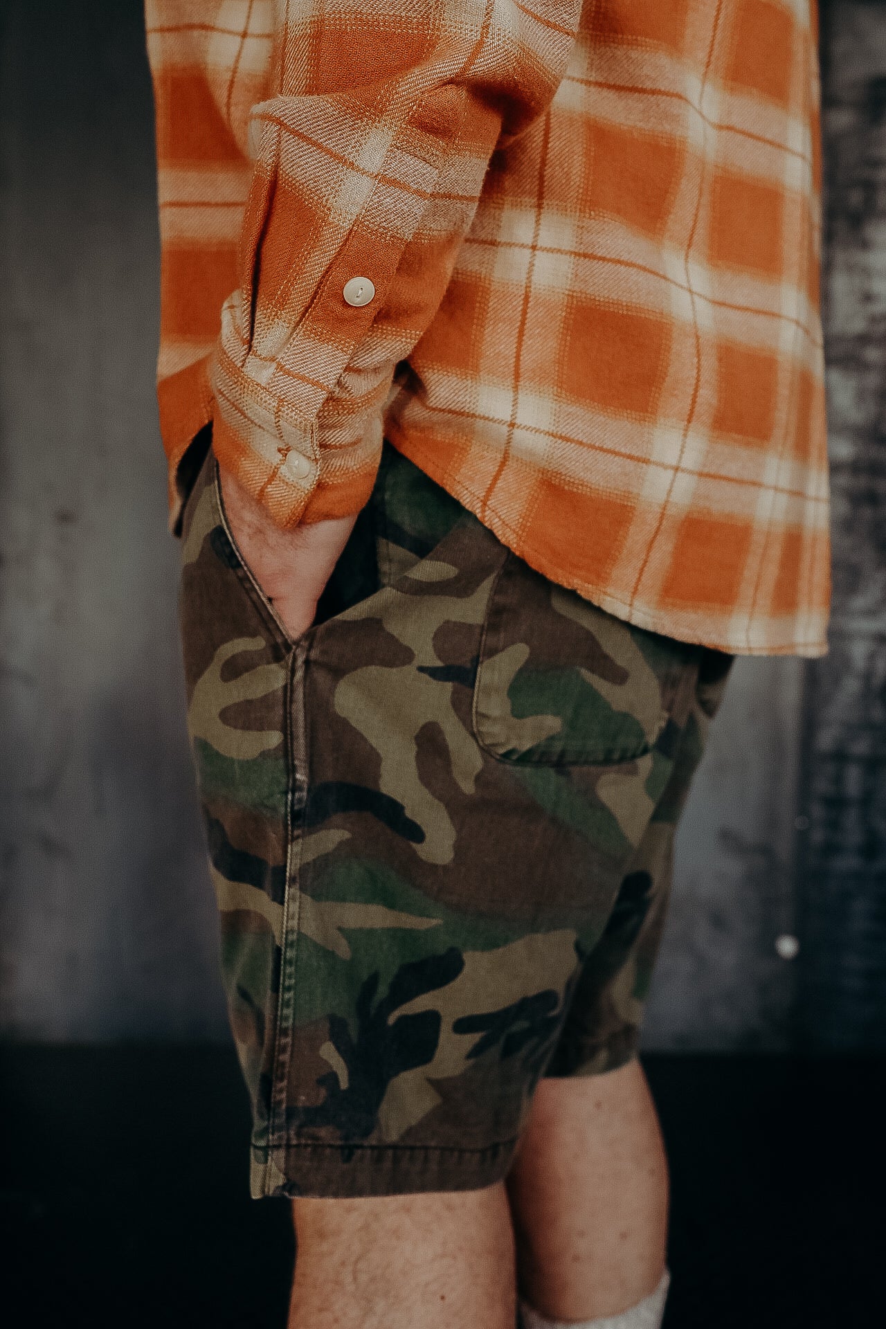 Drawstring Shorts- Camo Twill