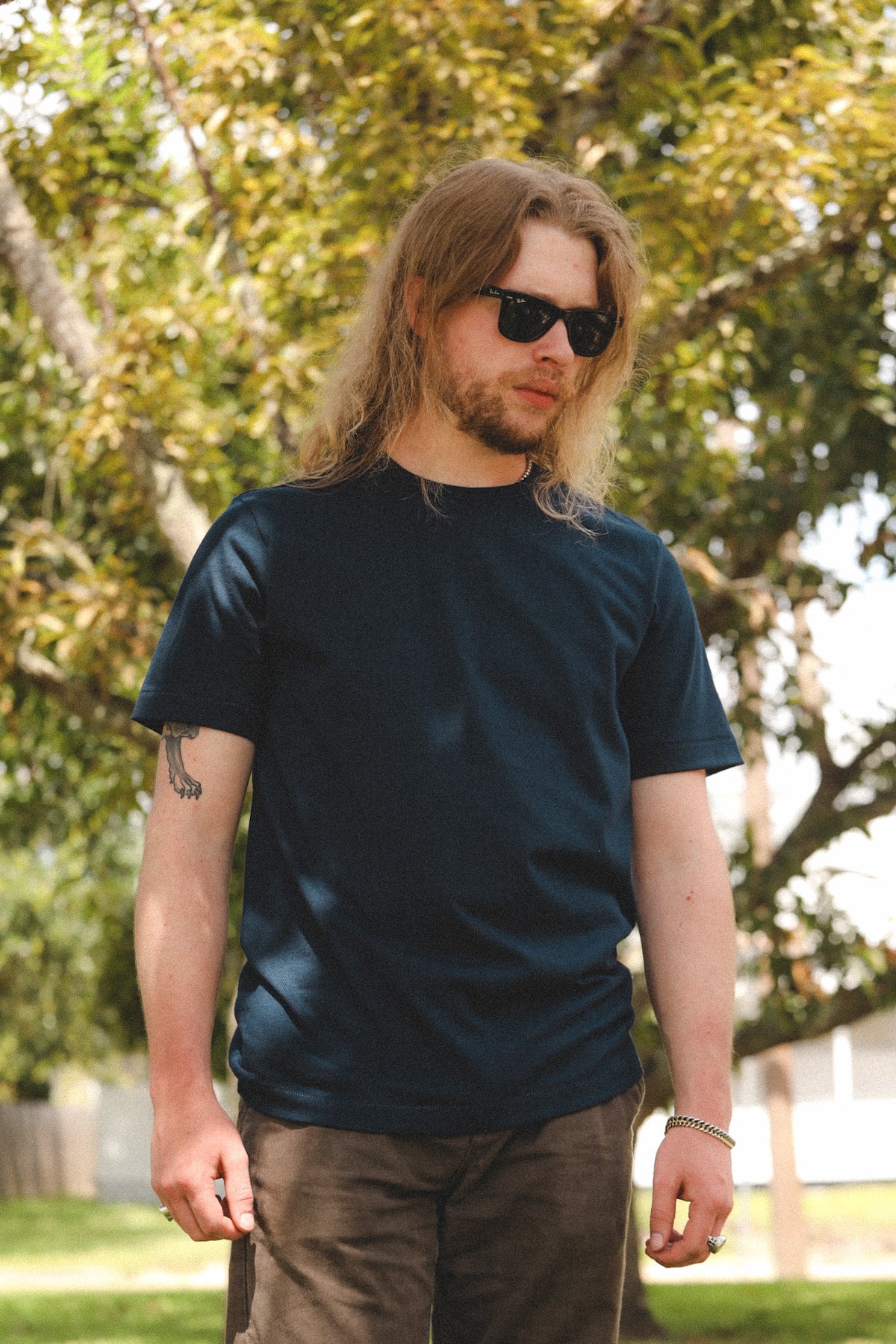 2M15 Merz b. Schwanen Mid-Century Machine Refined Fit T-Shirt- 66 Ink Blue