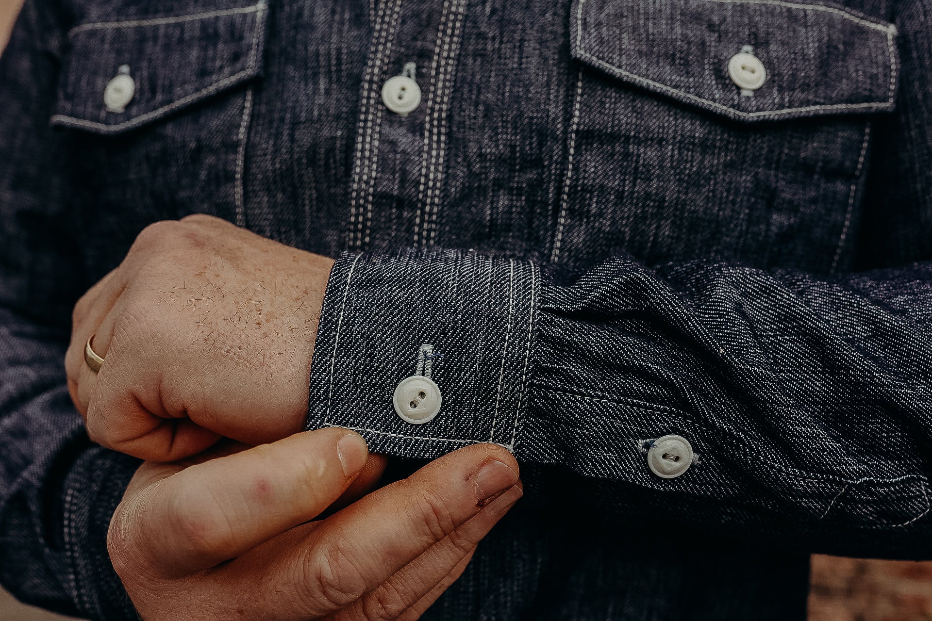 11.4oz INDIGO DOUBLE WEAVE SHIRT