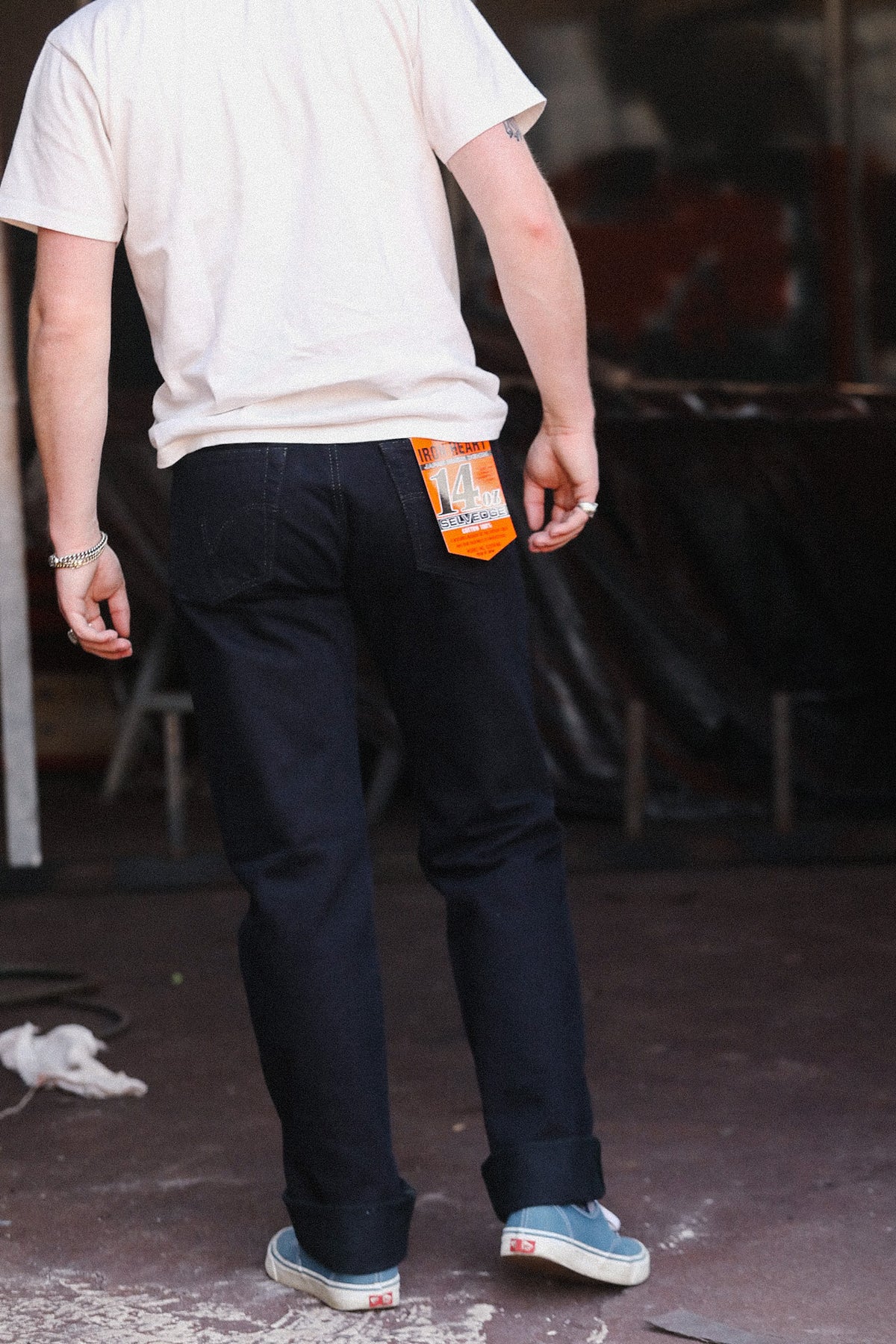 IH-1955S-142od Iron Heart 14oz Selvedge Denim "1955" Vintage Tapered Cut Jeans - Indigo Overdyed Black