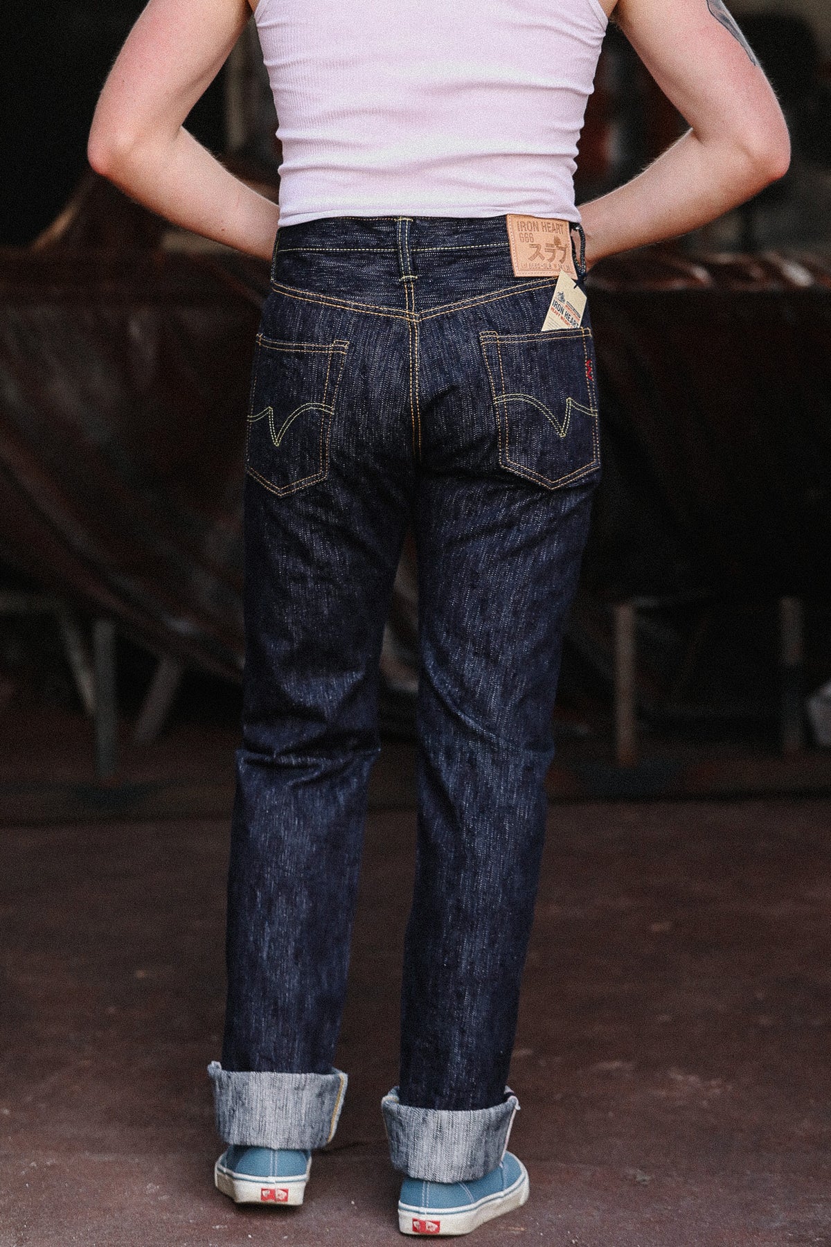 IH-666S-SLB Iron Heart 16oz Slubby Selvedge Denim Slim Straight Cut Jeans - Indigo