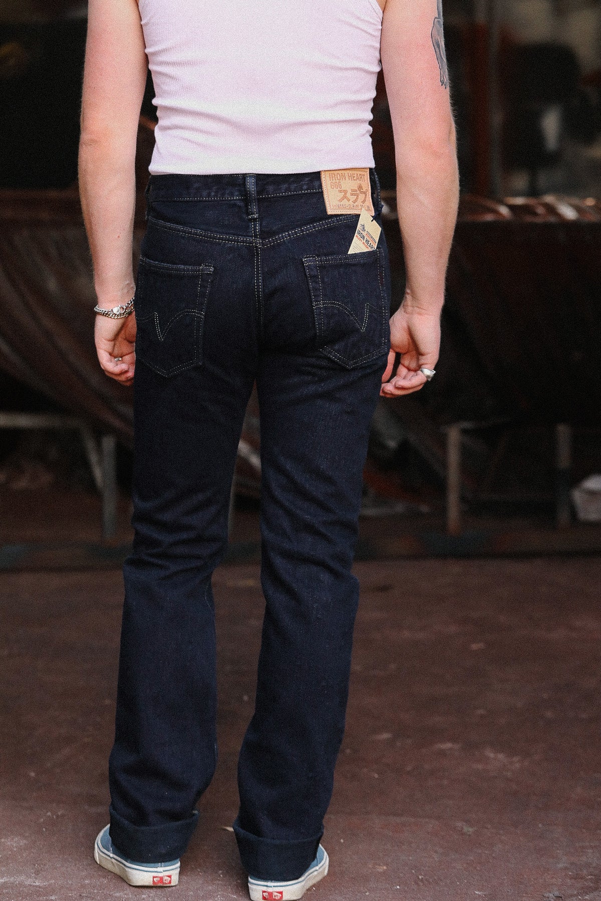 IH-666S-SLBod Iron Heart 16oz Slubby Selvedge Denim Slim Straight Cut Jeans - Indigo Overdyed Black