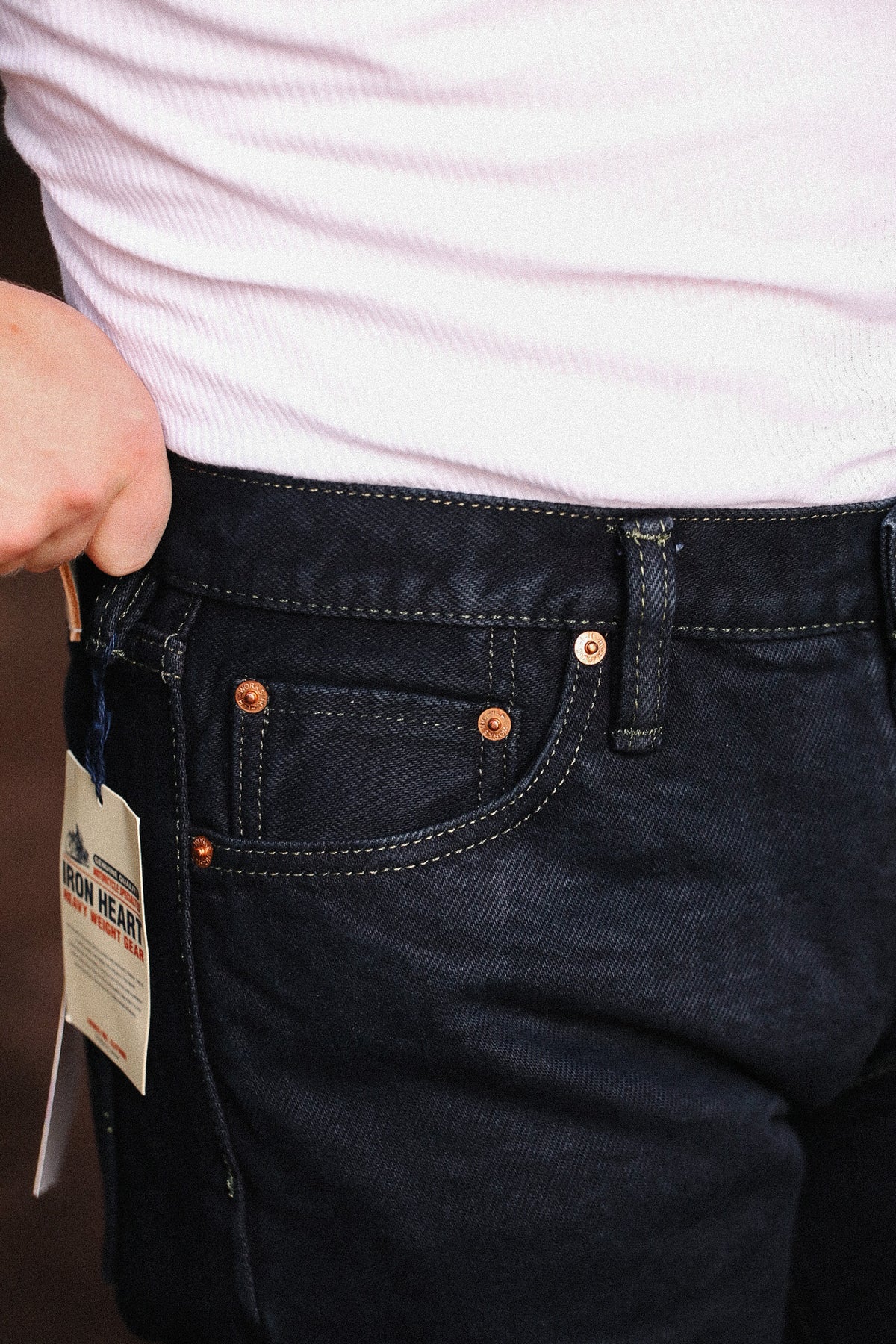IH-666S-21od Iron Heart 21oz Selvedge Denim Slim Straight Cut Jeans - Indigo Overdyed Black