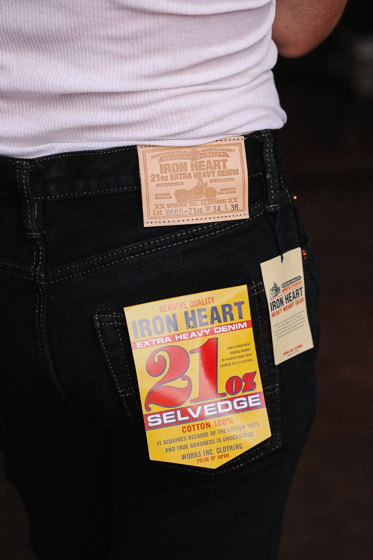 IH-666S-21od Iron Heart 21oz Selvedge Denim Slim Straight Cut Jeans - Indigo Overdyed Black