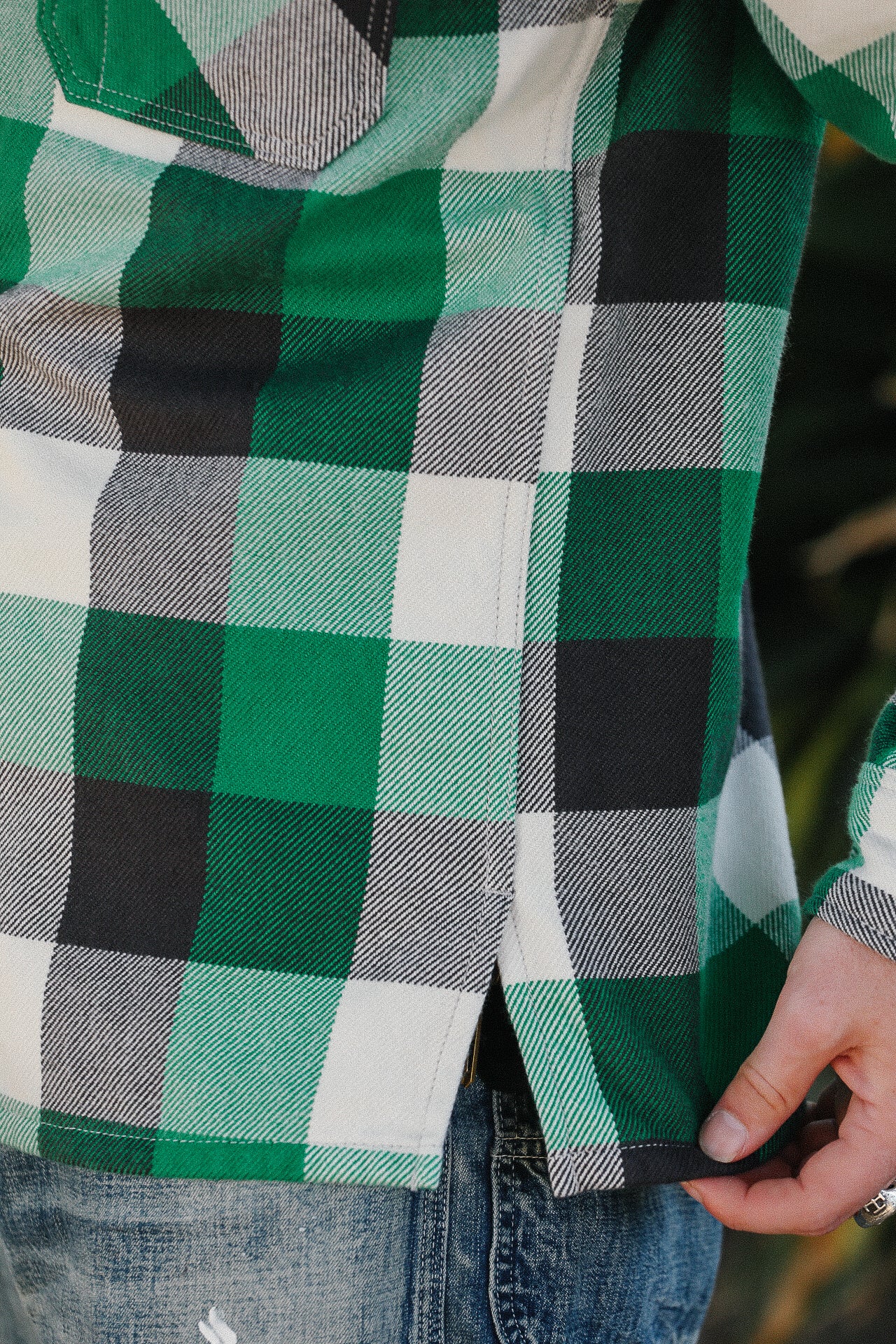 Ultra Heavy Flannel Vintage Check Work Overshirt - Green IHSH-428-GRN