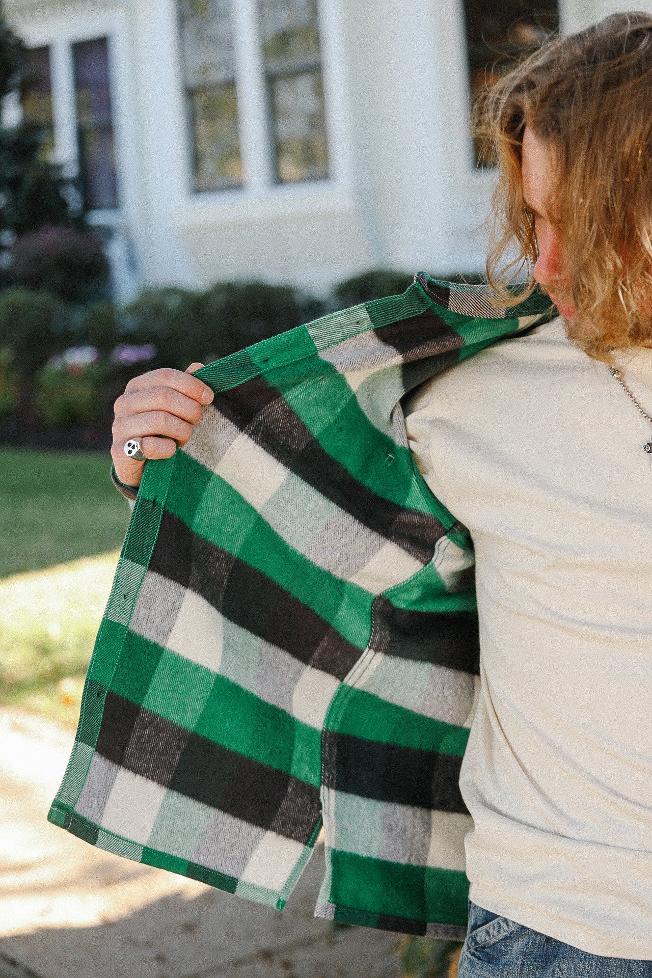 Ultra Heavy Flannel Vintage Check Work Overshirt - Green IHSH-428-GRN