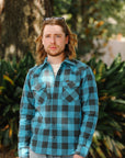 Iron Heart x ISP Ultra Heavy Flannel Buffalo Check Western Shirt - Turquoise/Grey IHSH-101-TG