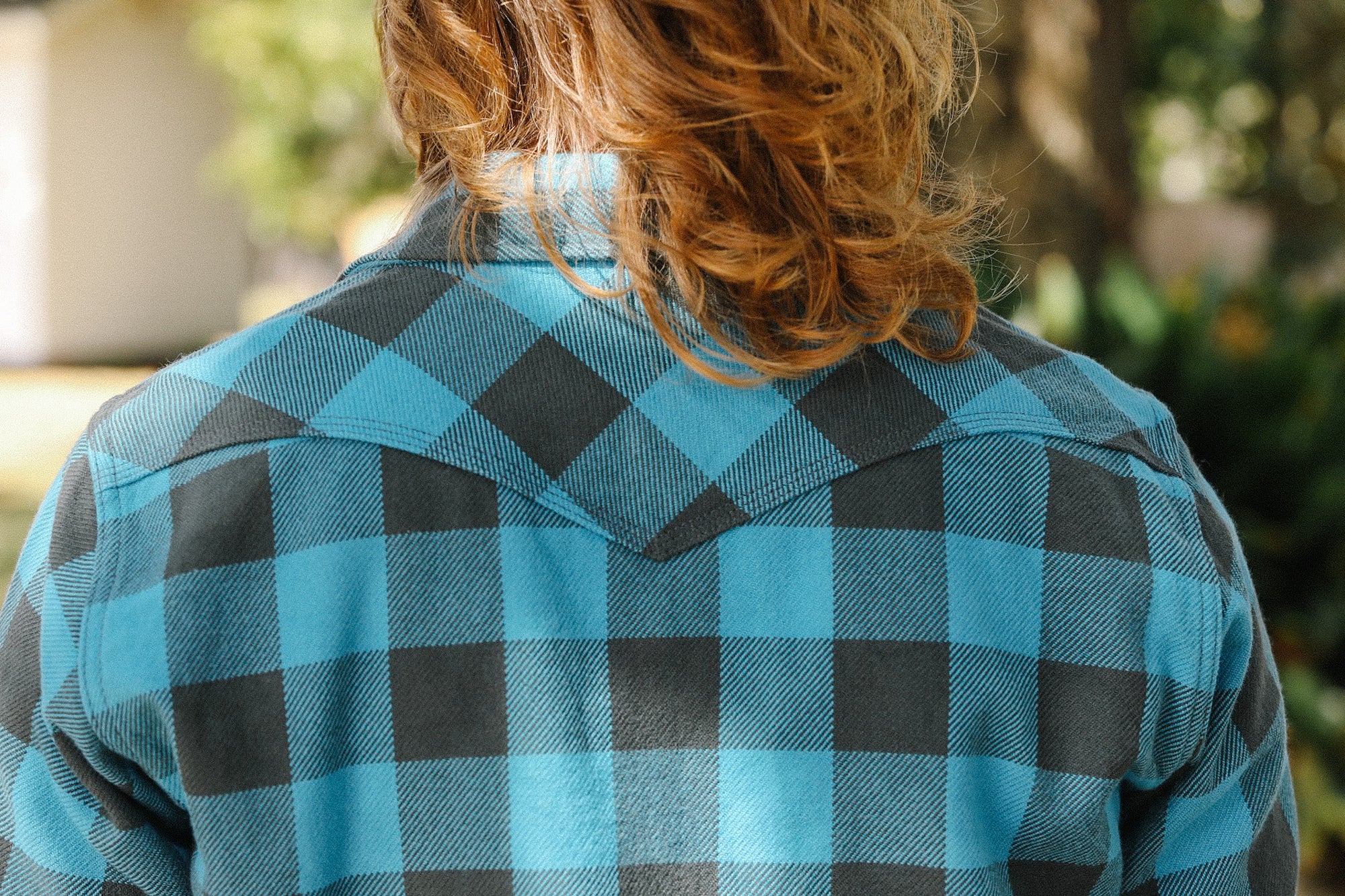 Iron Heart x ISP Ultra Heavy Flannel Buffalo Check Western Shirt - Turquoise/Grey IHSH-101-TG