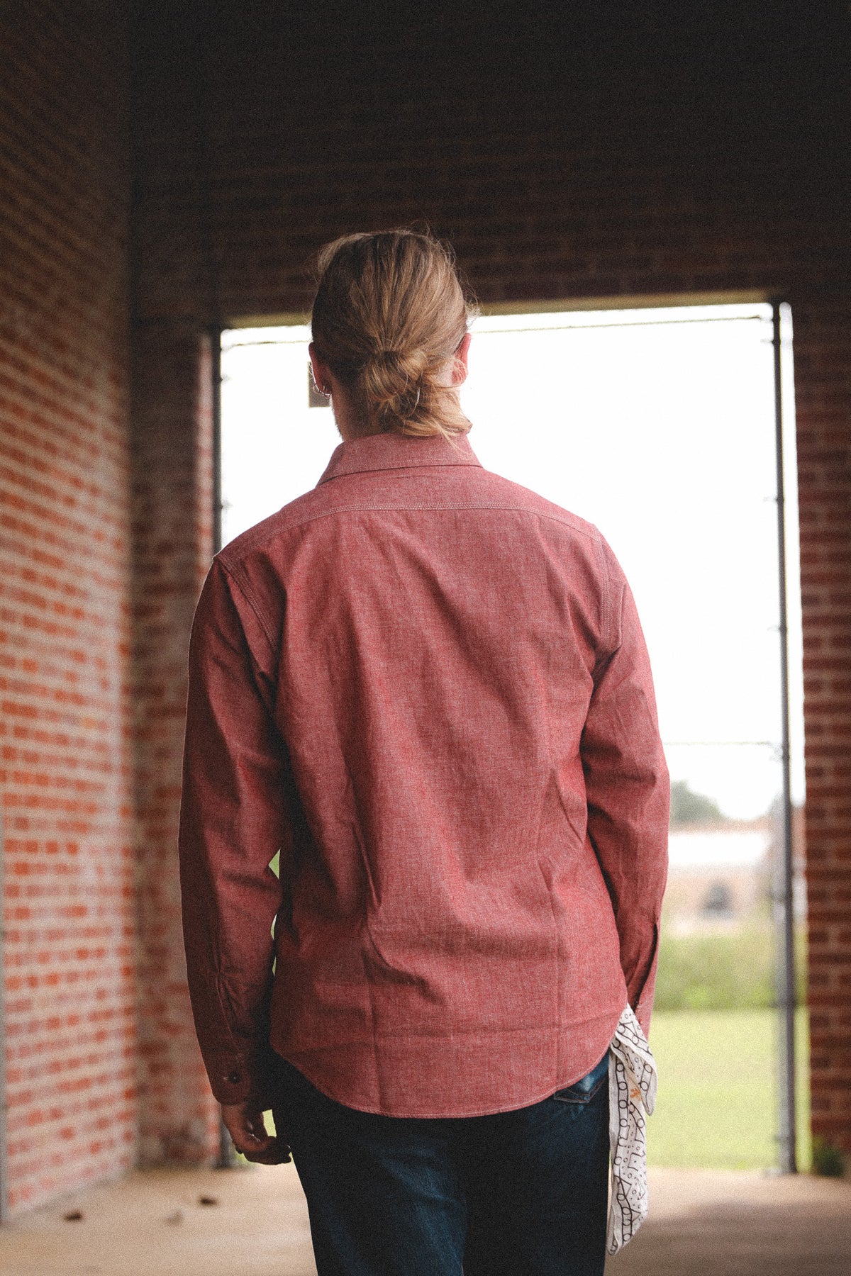 SC29682 Sugar Cane Chambray Work Shirt- Red