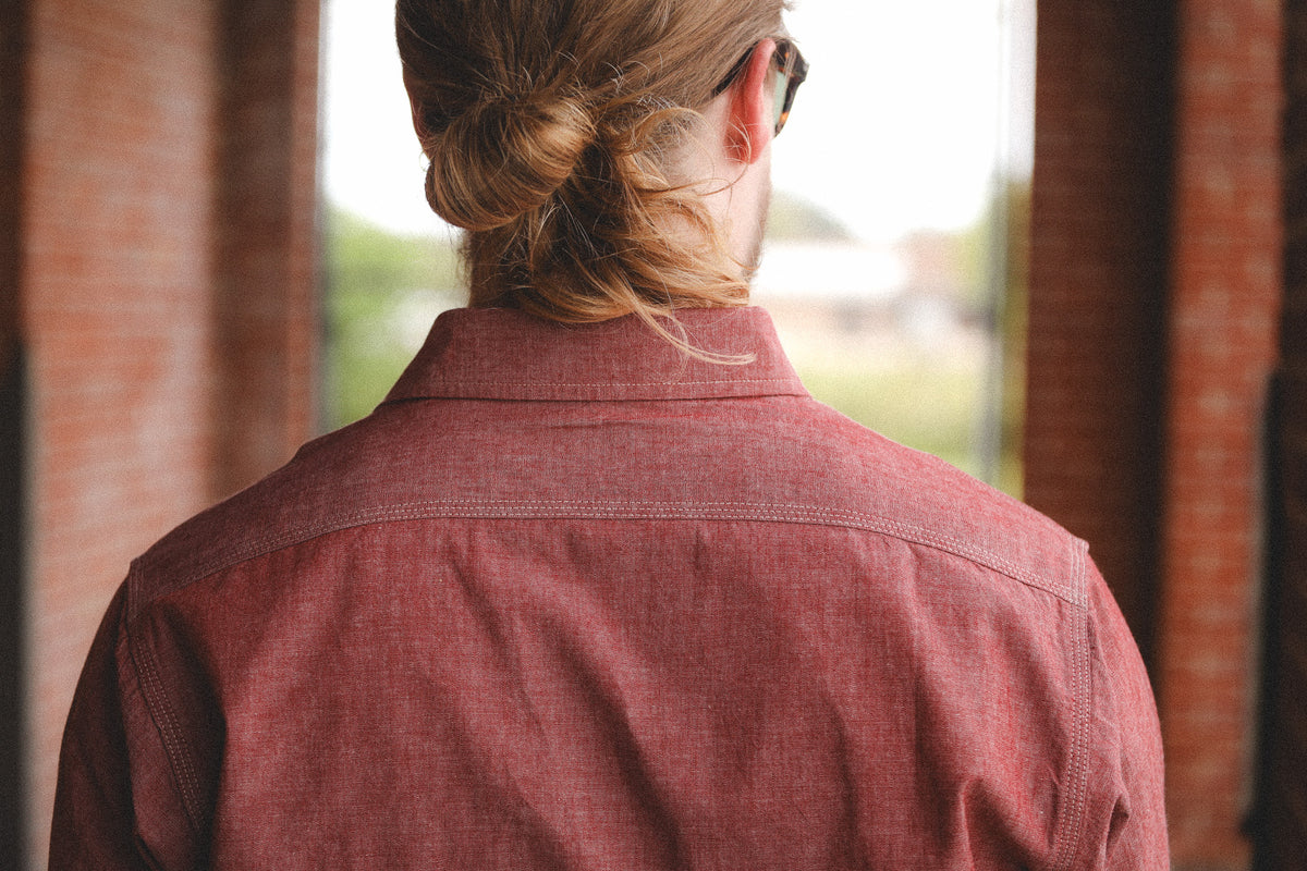 SC29682 Sugar Cane Chambray Work Shirt- Red
