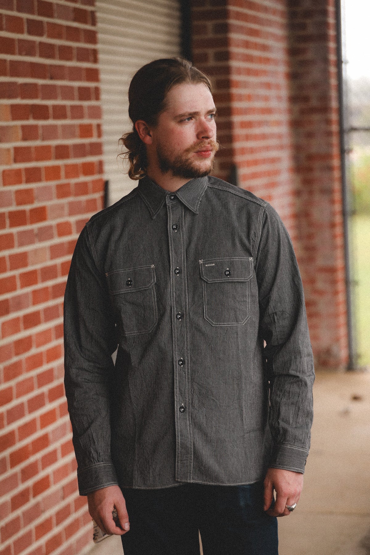 SC25511 Sugar Cane Jean Cord Work Shirt- Black