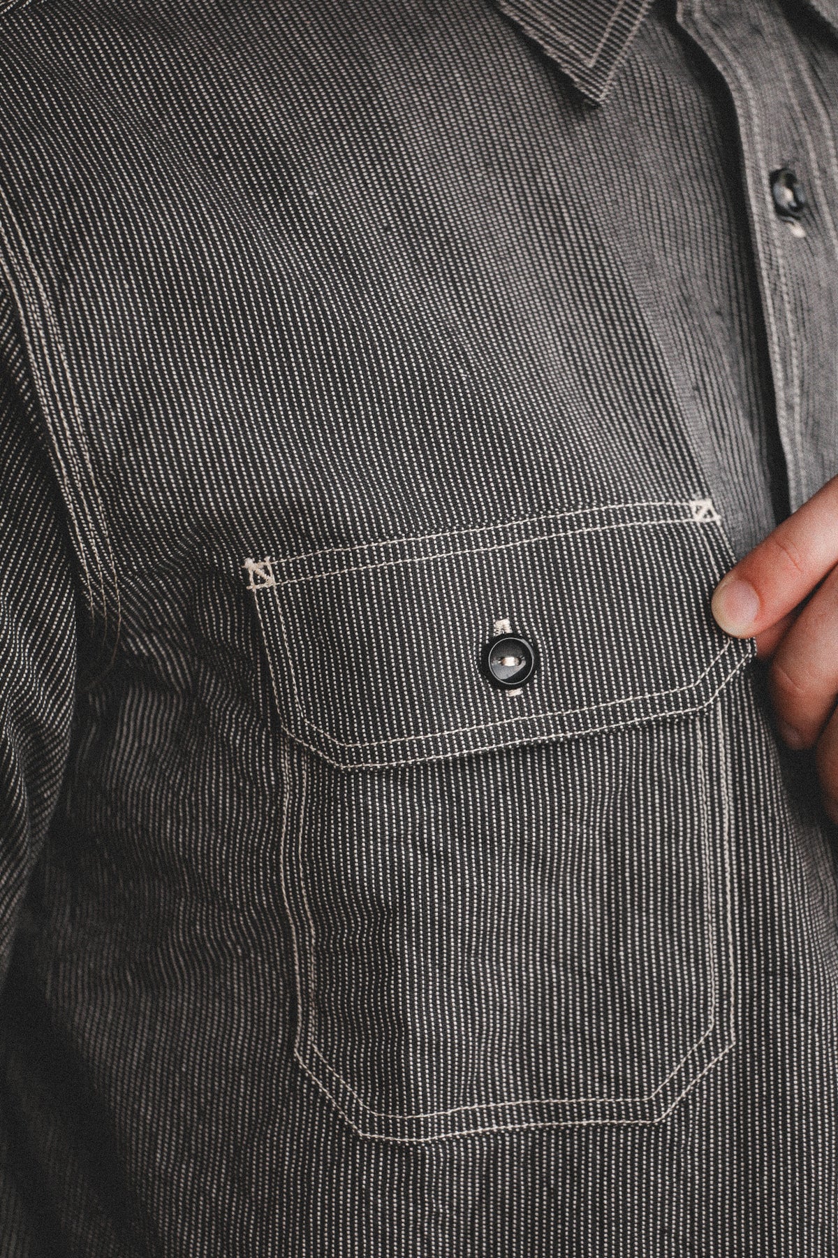 SC25511 Sugar Cane Jean Cord Work Shirt- Black