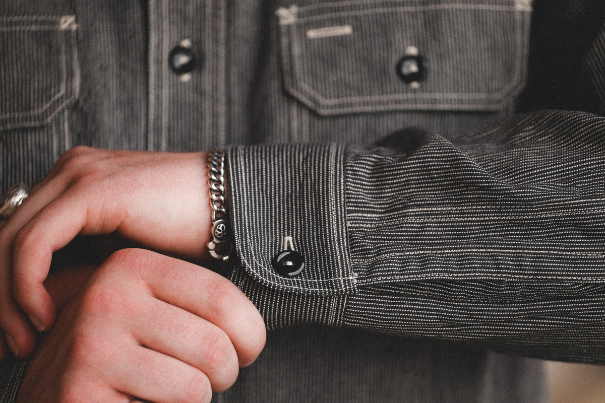 SC25511 Sugar Cane Jean Cord Work Shirt- Black
