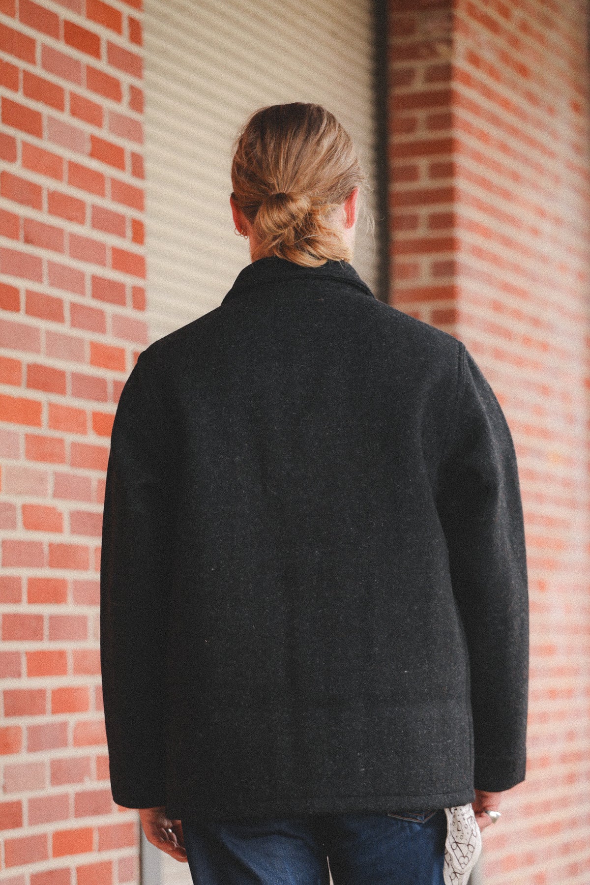 BR15764 Buzz Rickson U.S. Navy Woolen Submariner Coat- 30oz Wool Herringbone Charcoal