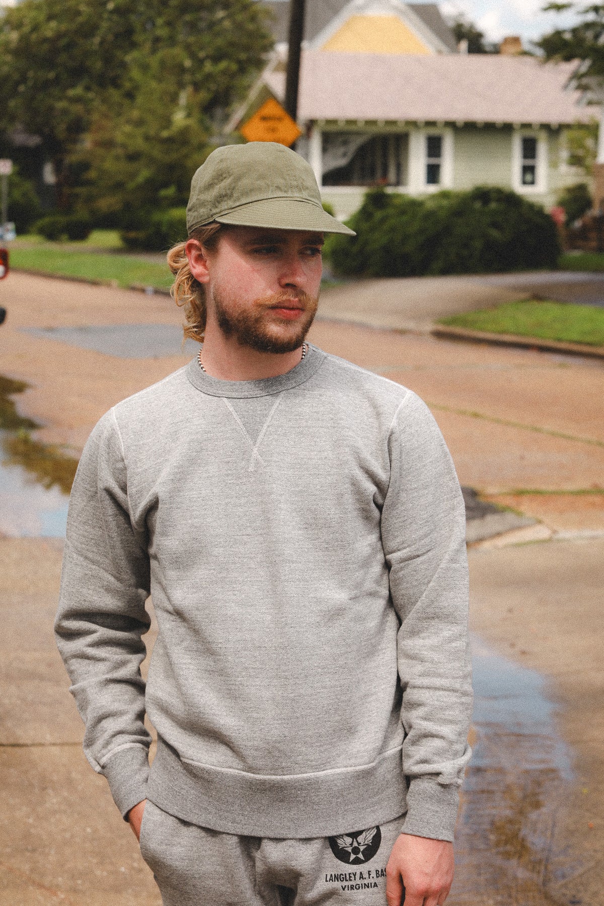 BR65622 Buzz Rickson Set-In Crew Neck Sweatshirt- Grey