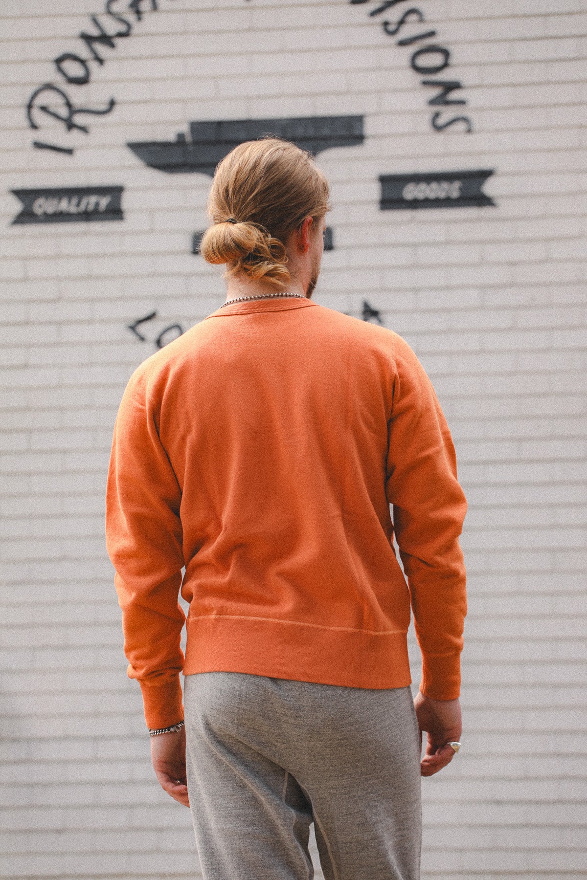 BR65622 Buzz Rickson Set-In Crew Neck Sweatshirt- Orange