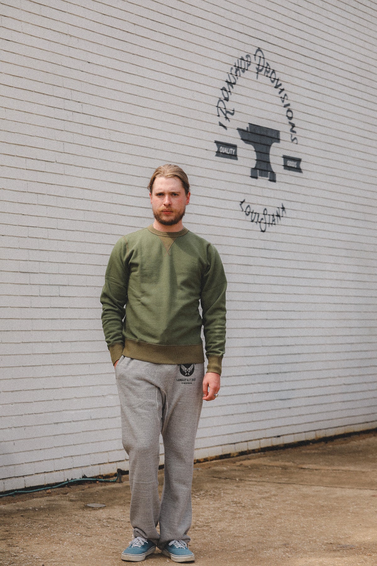BR65622 Buzz Rickson Set-In Crew Neck Sweatshirt- Olive