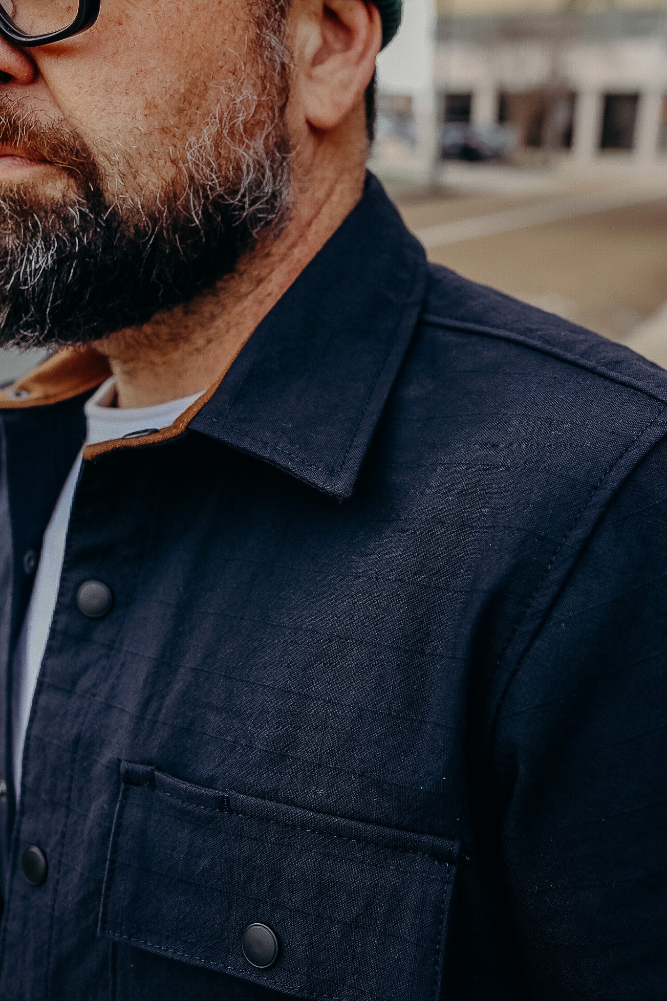 Oxford Overshirt- Navy Nylon Grid