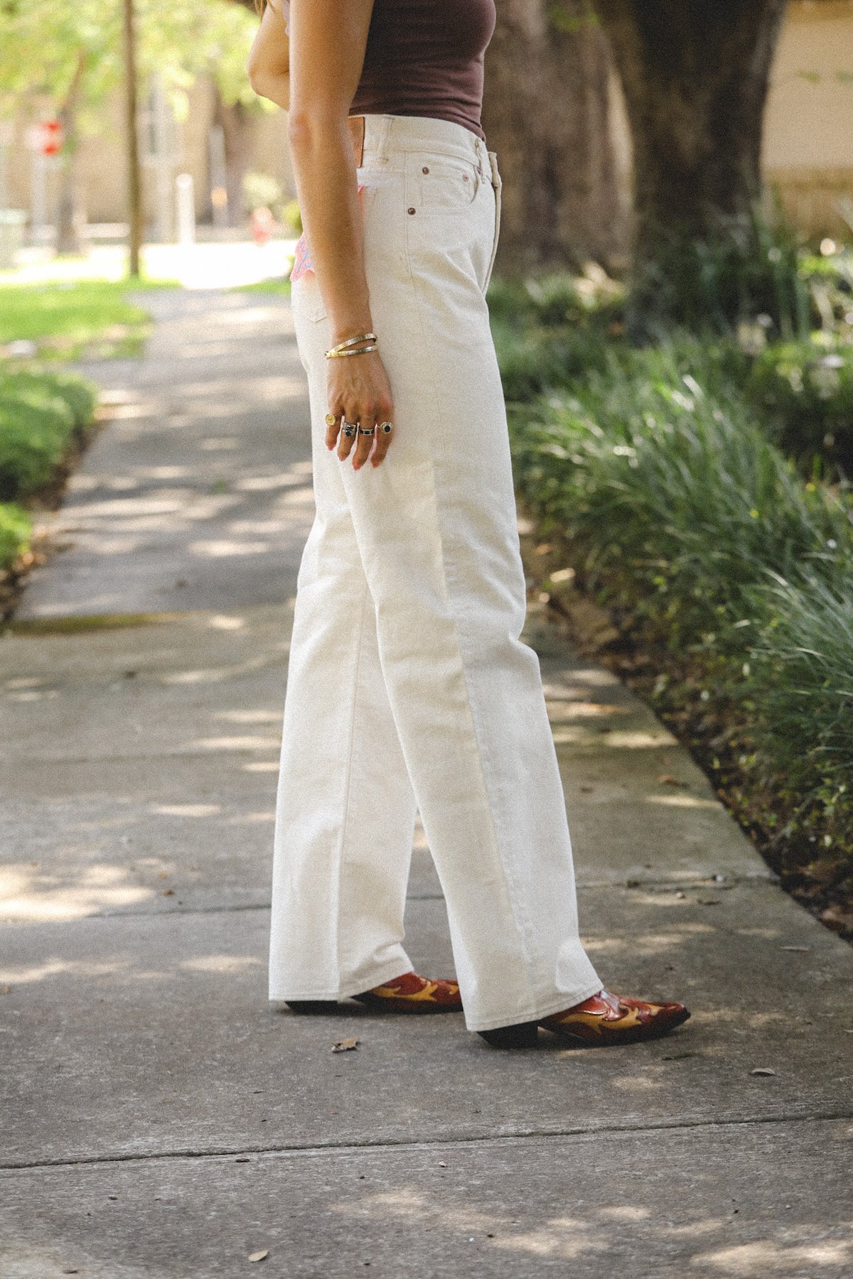 Indigofera Roslyn Women's Jeans- Broken Twill Ecru