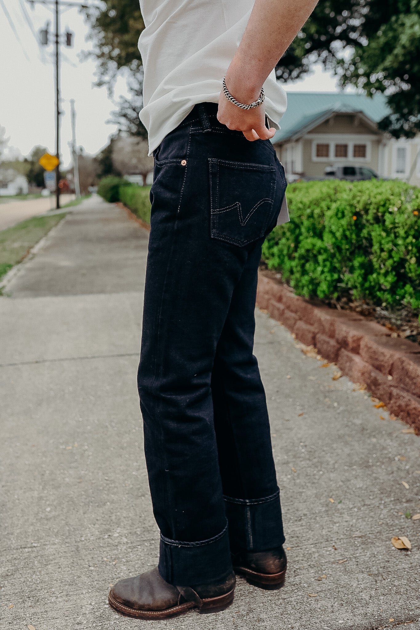 21oz Selvedge Denim Straight Cut Jeans - Indigo Overdyed Black IH-634S-B