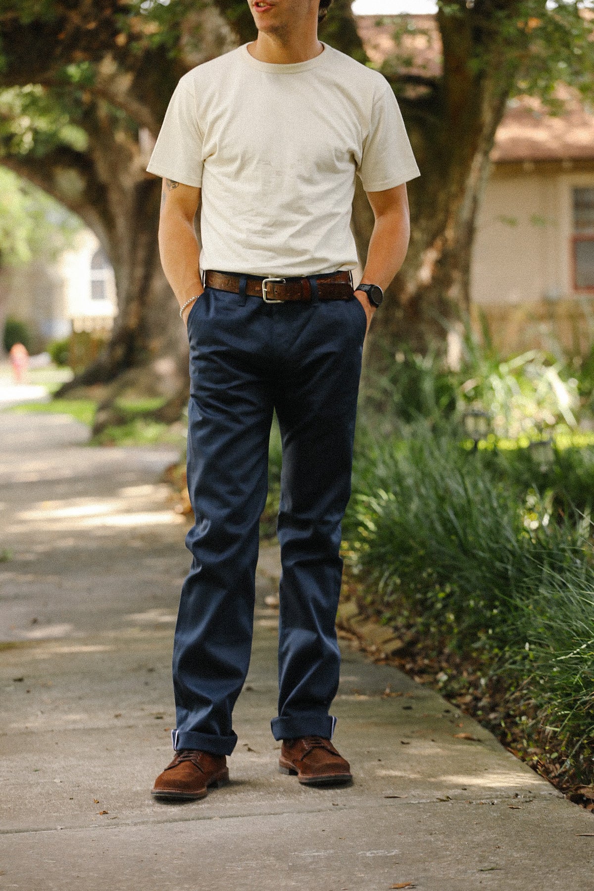 IH-717-NAV Iron Heart 9oz Mercerized Selvedge Cotton Straight Cut Chinos - Navy