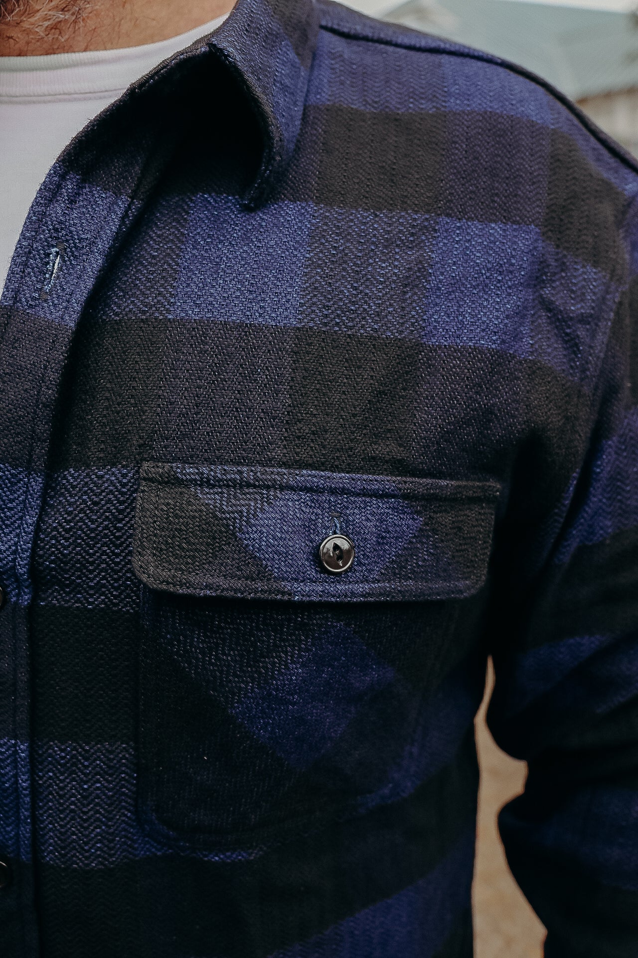 INDIGO BLOCK CHECK FLANNEL WORK SHIRT FN-SNR-101LSP – Iron