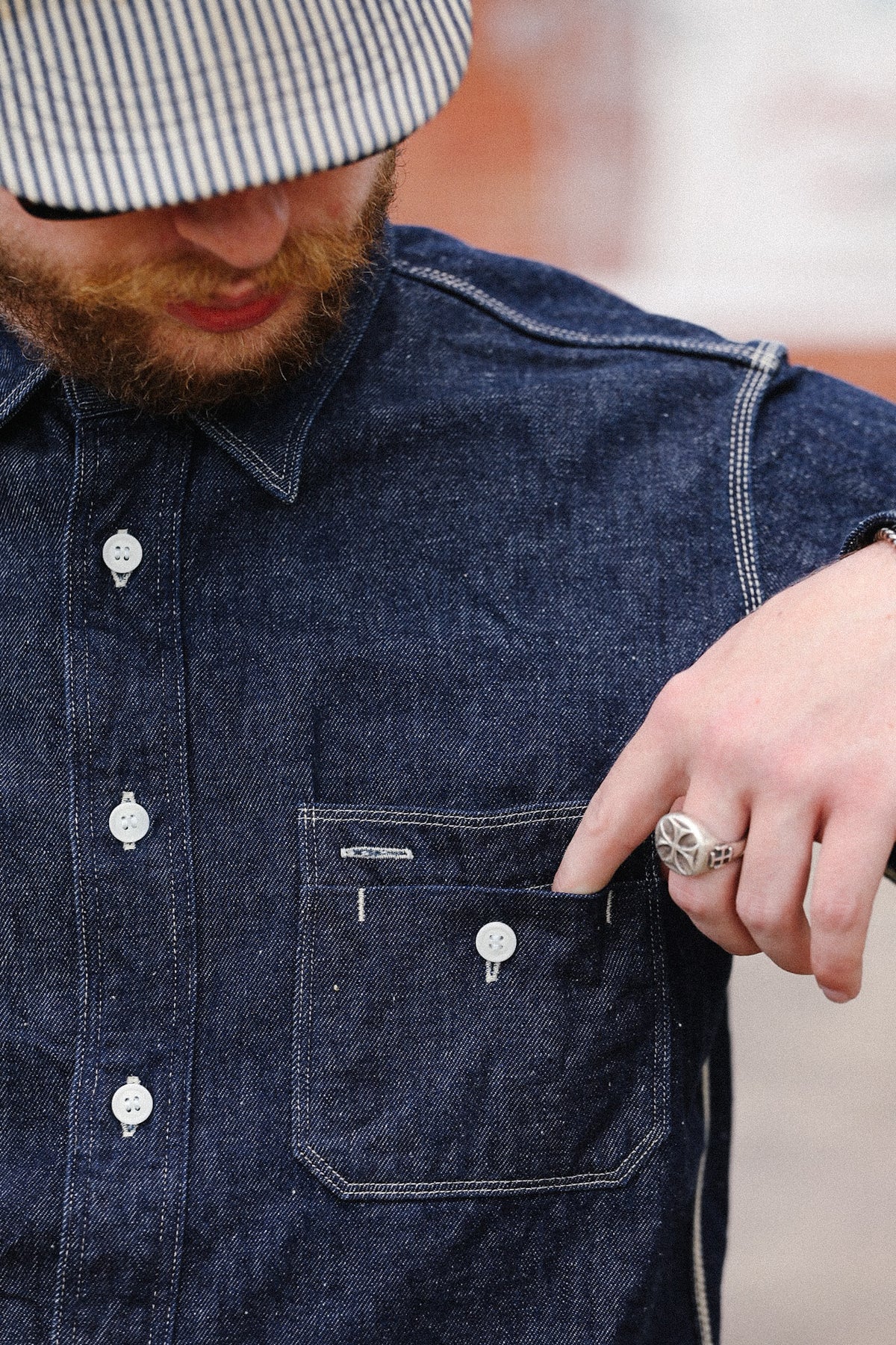 SJWS-SC02 Samurai Jeans Cotton Denim Work Shirt- Indigo
