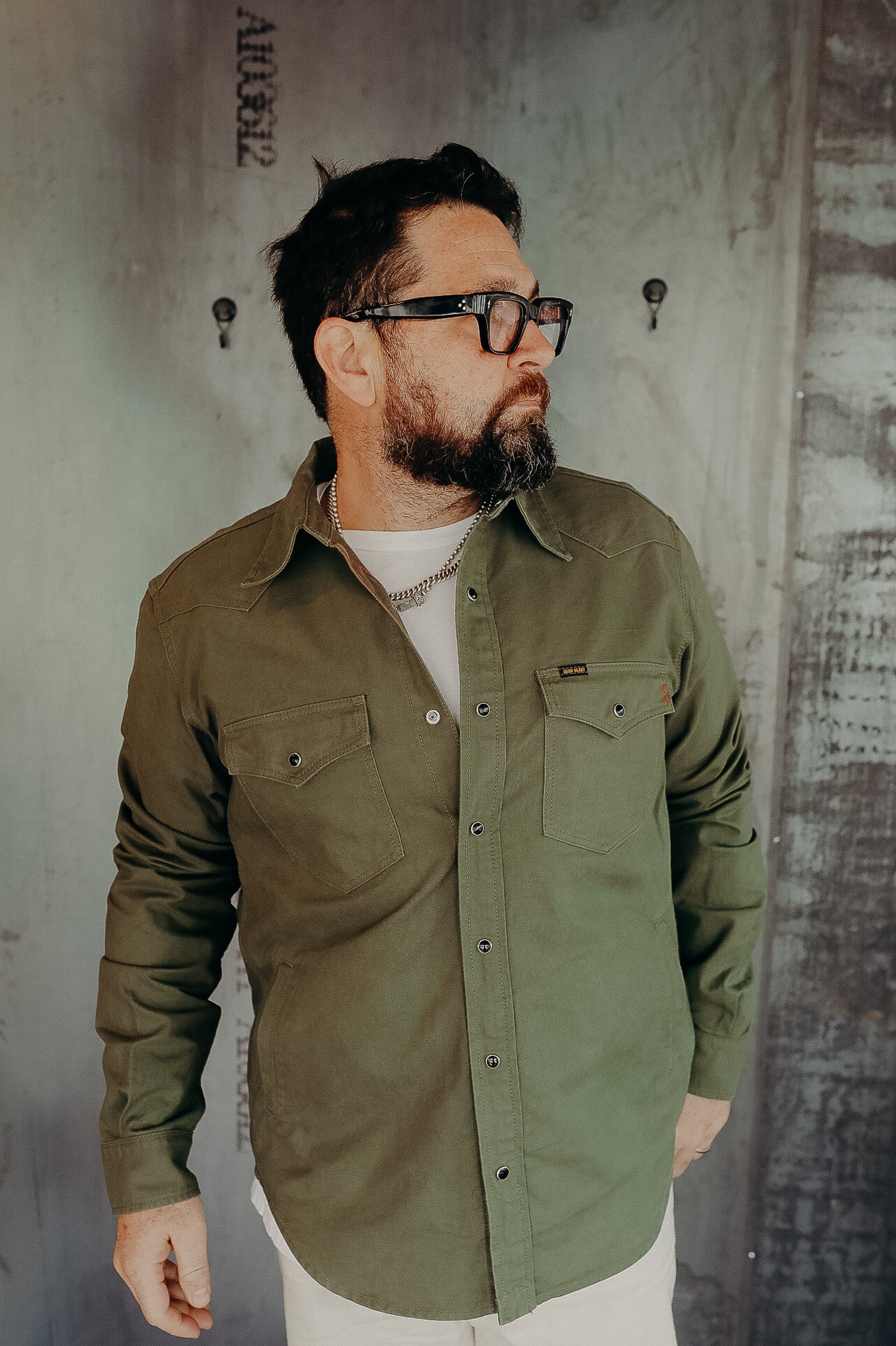 9oz Military Serge CPO Shirt - Olive IHSH-381-OLV