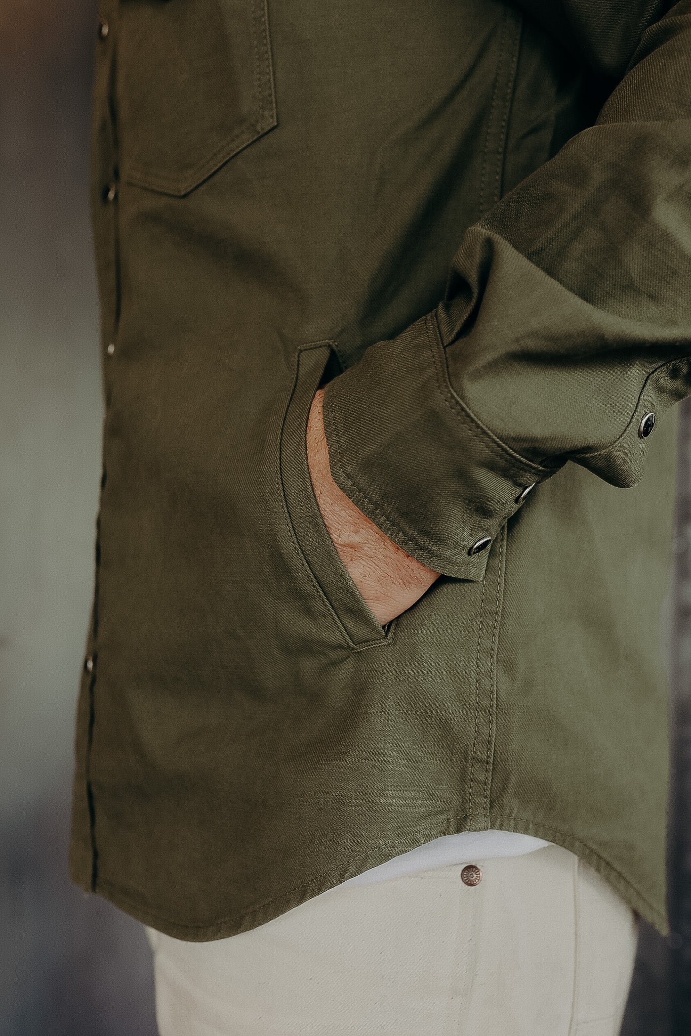 9oz Military Serge CPO Shirt - Olive IHSH-381-OLV – Iron Shop