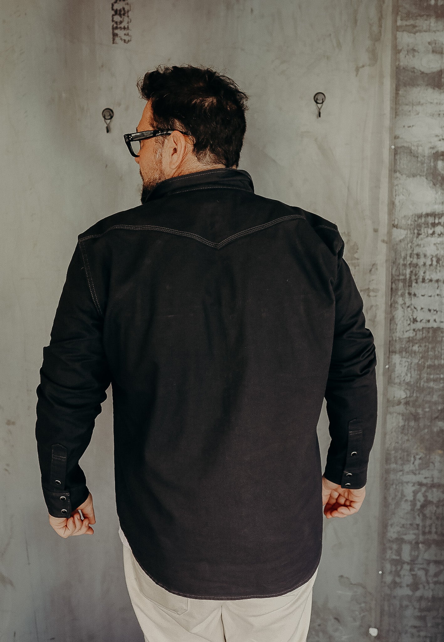 9oz Military Serge CPO Shirt - Black IHSH-381-BLK – Iron Shop