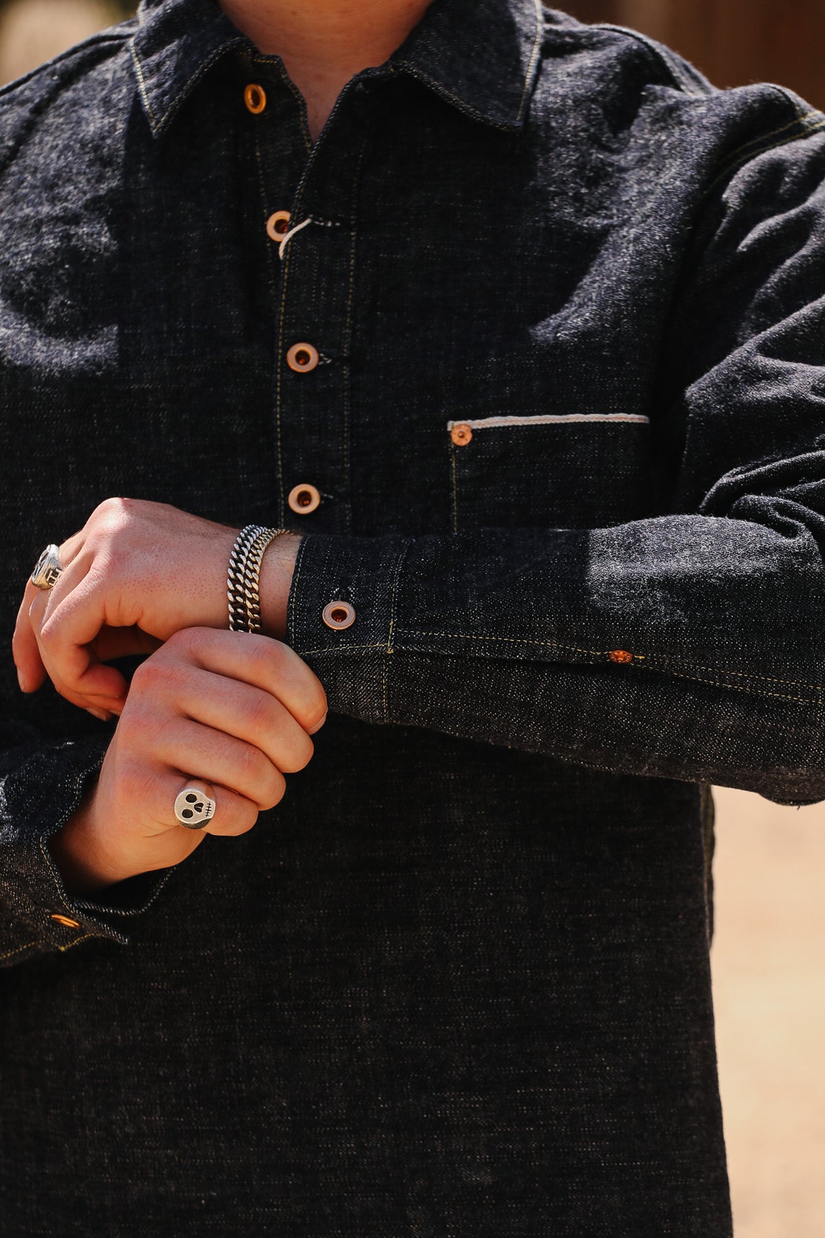 F2384 FOB Factory G-3 Denim Pop-Over Jacket- Indigo