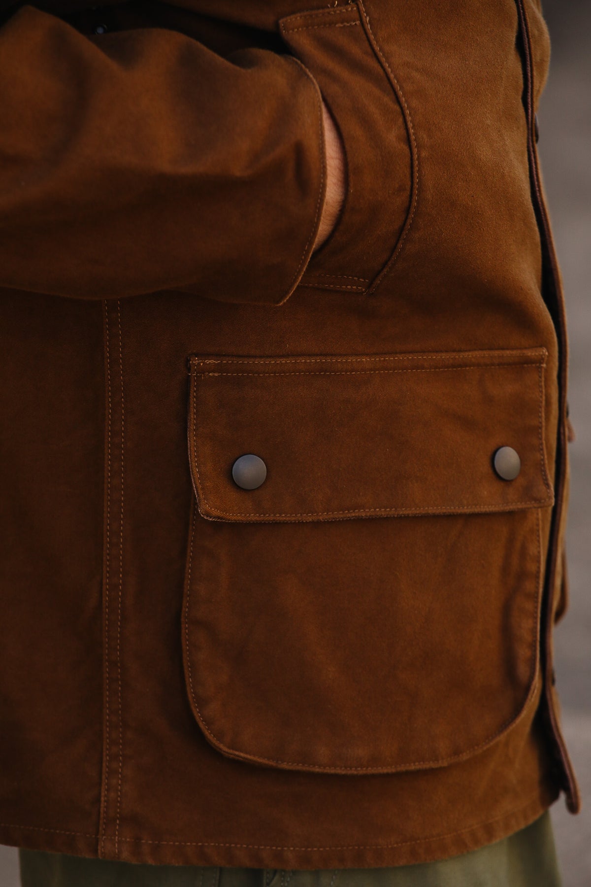 F2361 FOB Factory Moleskin Riding Jacket- Brown