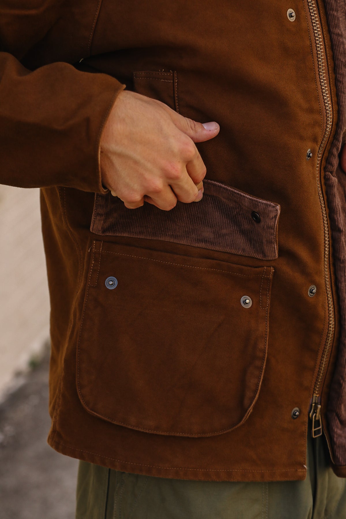 F2361 FOB Factory Moleskin Riding Jacket- Brown