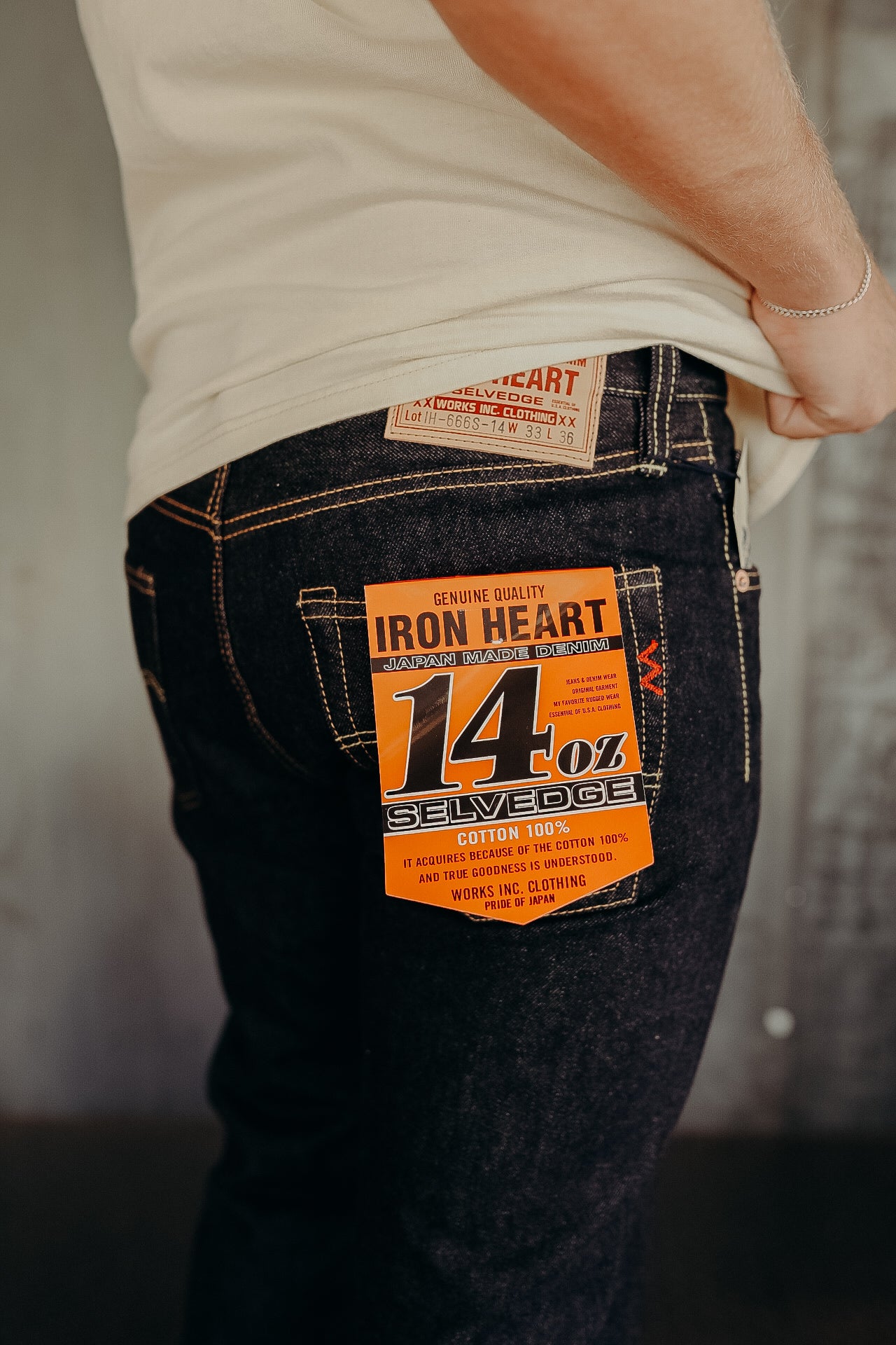14oz Selvedge Denim Slim Straight Cut Jeans - Indigo IH-666S 14oz Selvedge Denim Slim Straight Cut Jeans - Indigo IH-666S