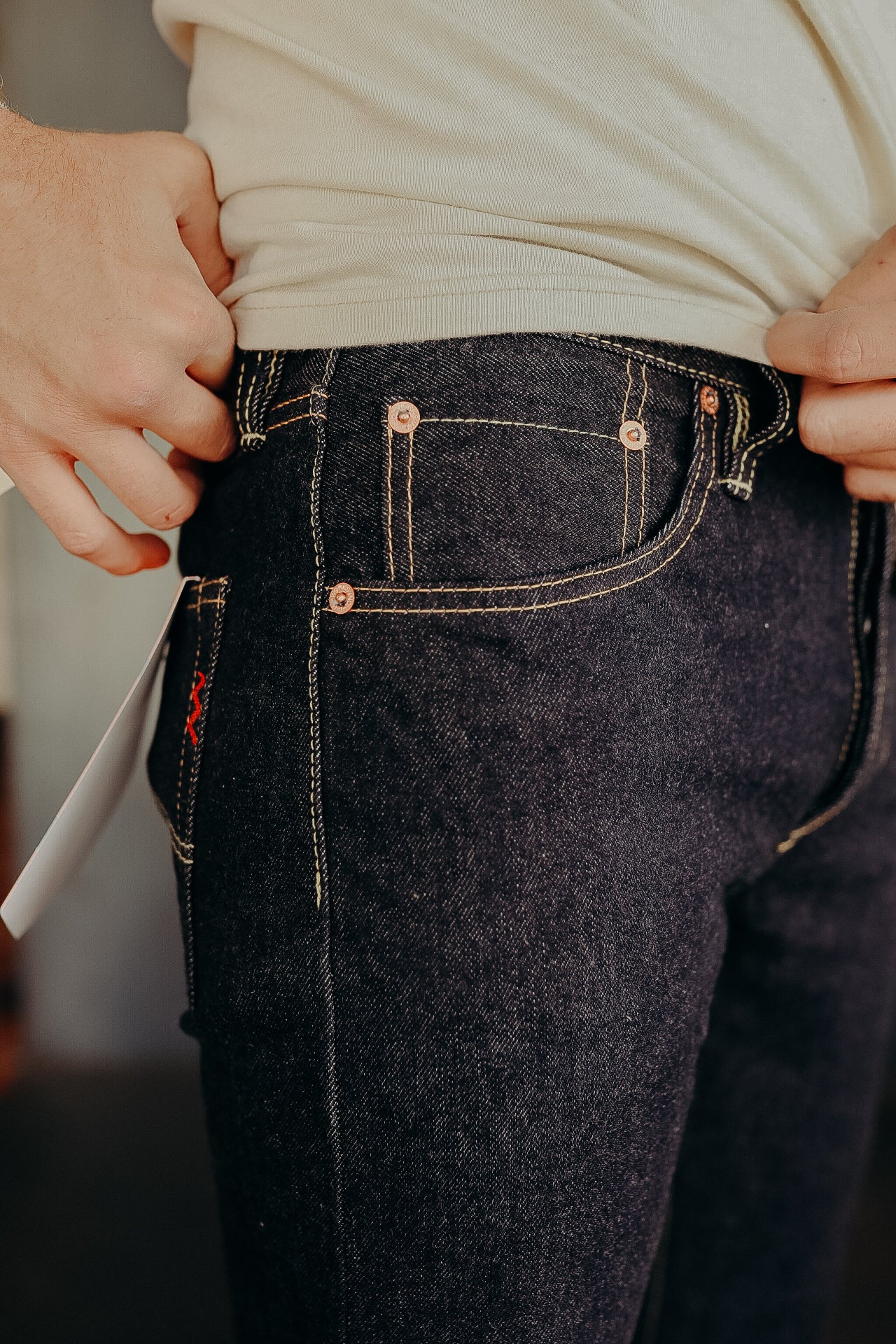 14oz Selvedge Denim Slim Straight Cut Jeans - Indigo IH-666S 14oz Selvedge Denim Slim Straight Cut Jeans - Indigo IH-666S